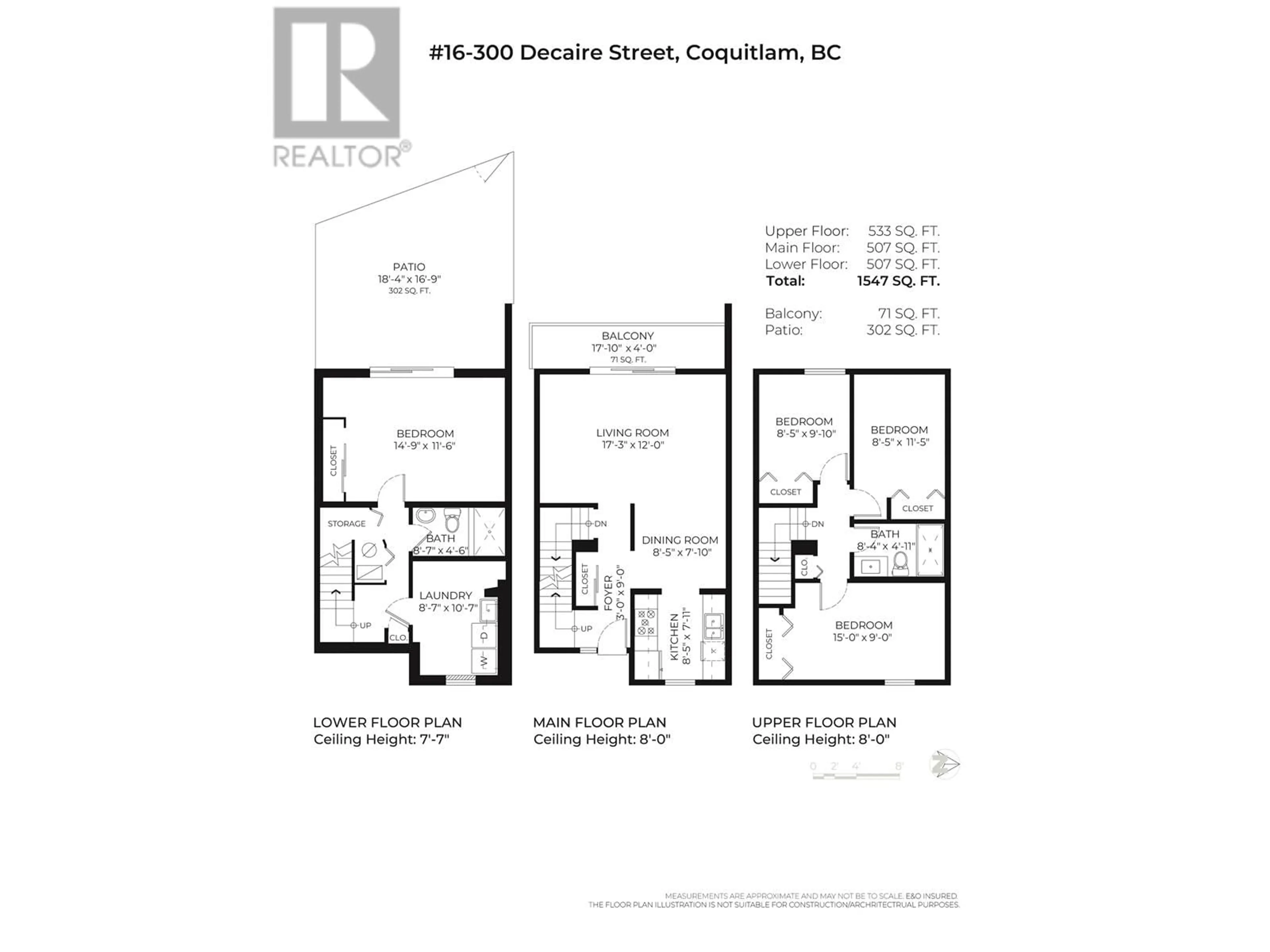 Floor plan for 16 300 DECAIRE STREET, Coquitlam British Columbia V3K5P2