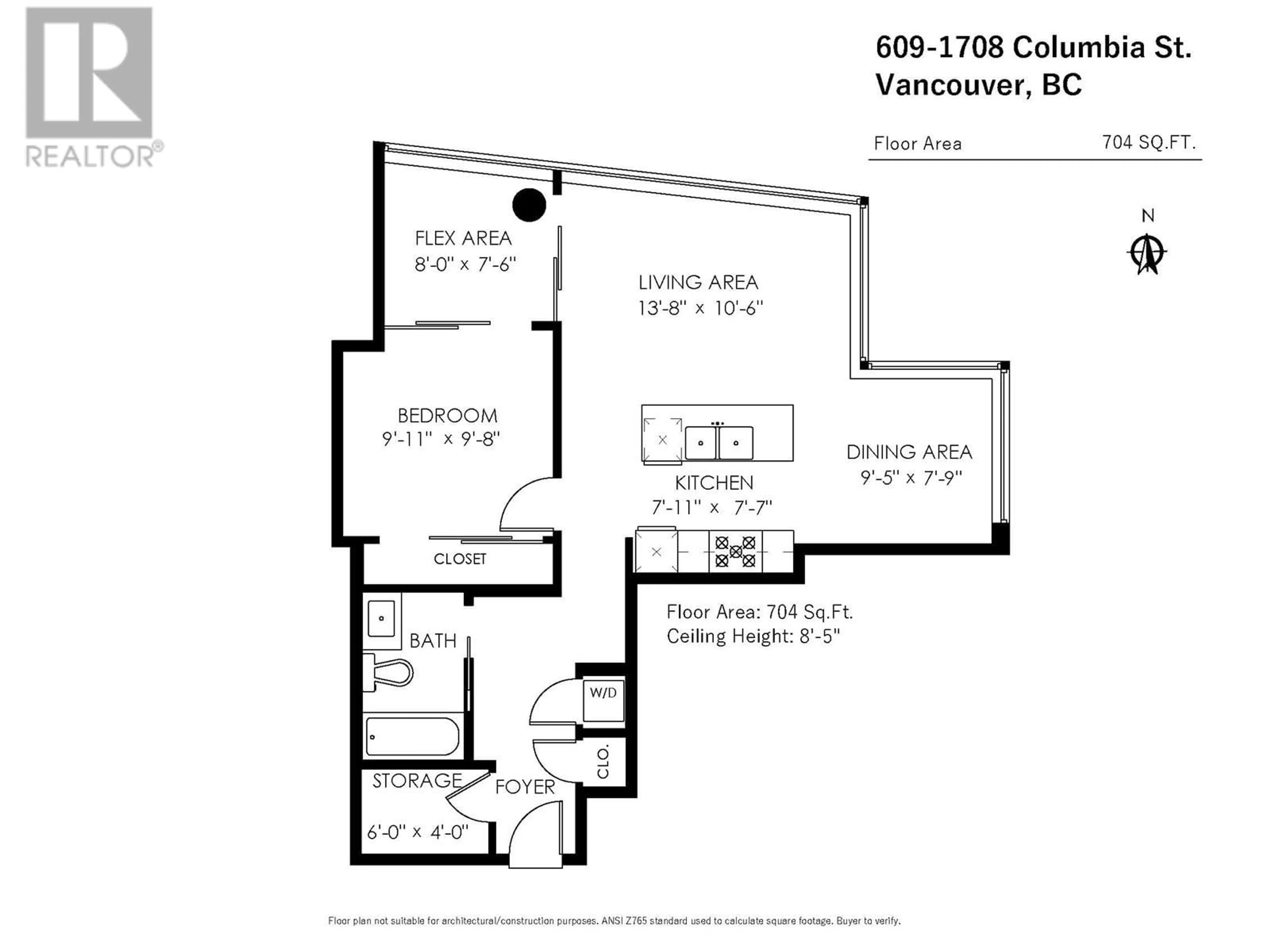 Floor plan for 609 1708 COLUMBIA STREET, Vancouver British Columbia V5Y0H7