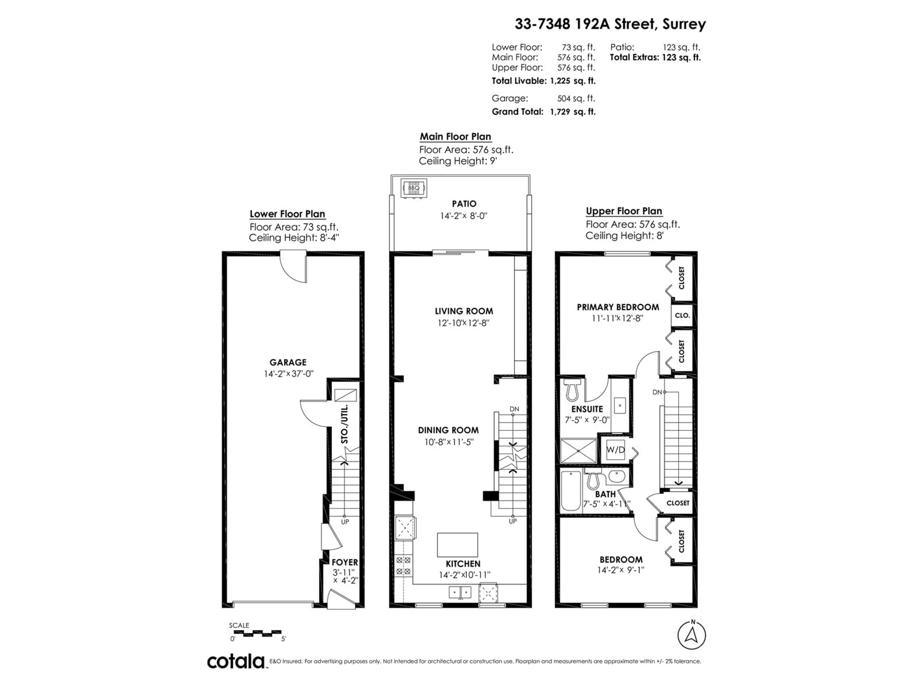 Floor plan for 33 7348 192A STREET, Surrey British Columbia V4N6J2