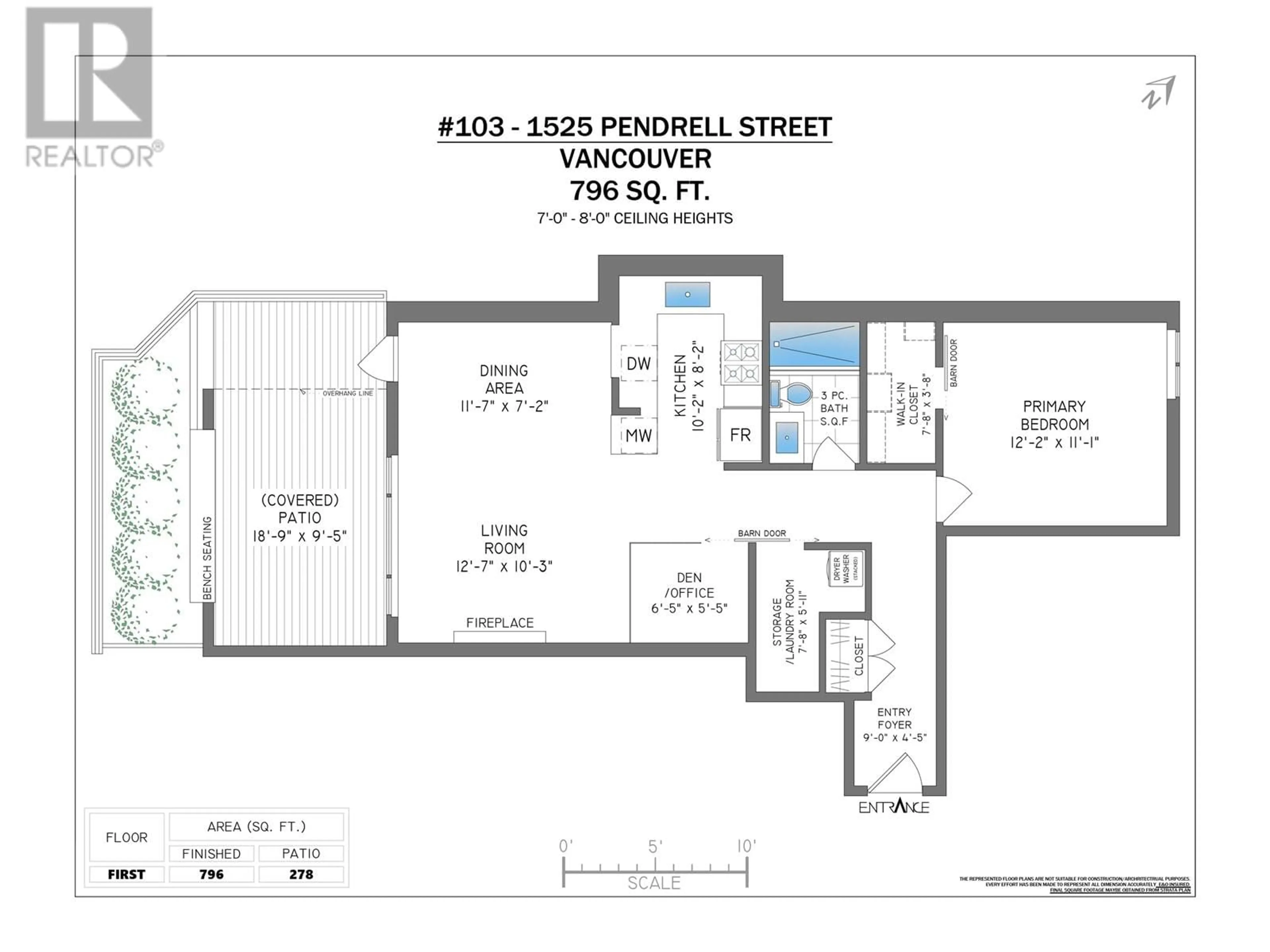 Floor plan for 103 1525 PENDRELL STREET, Vancouver British Columbia V6G1S6