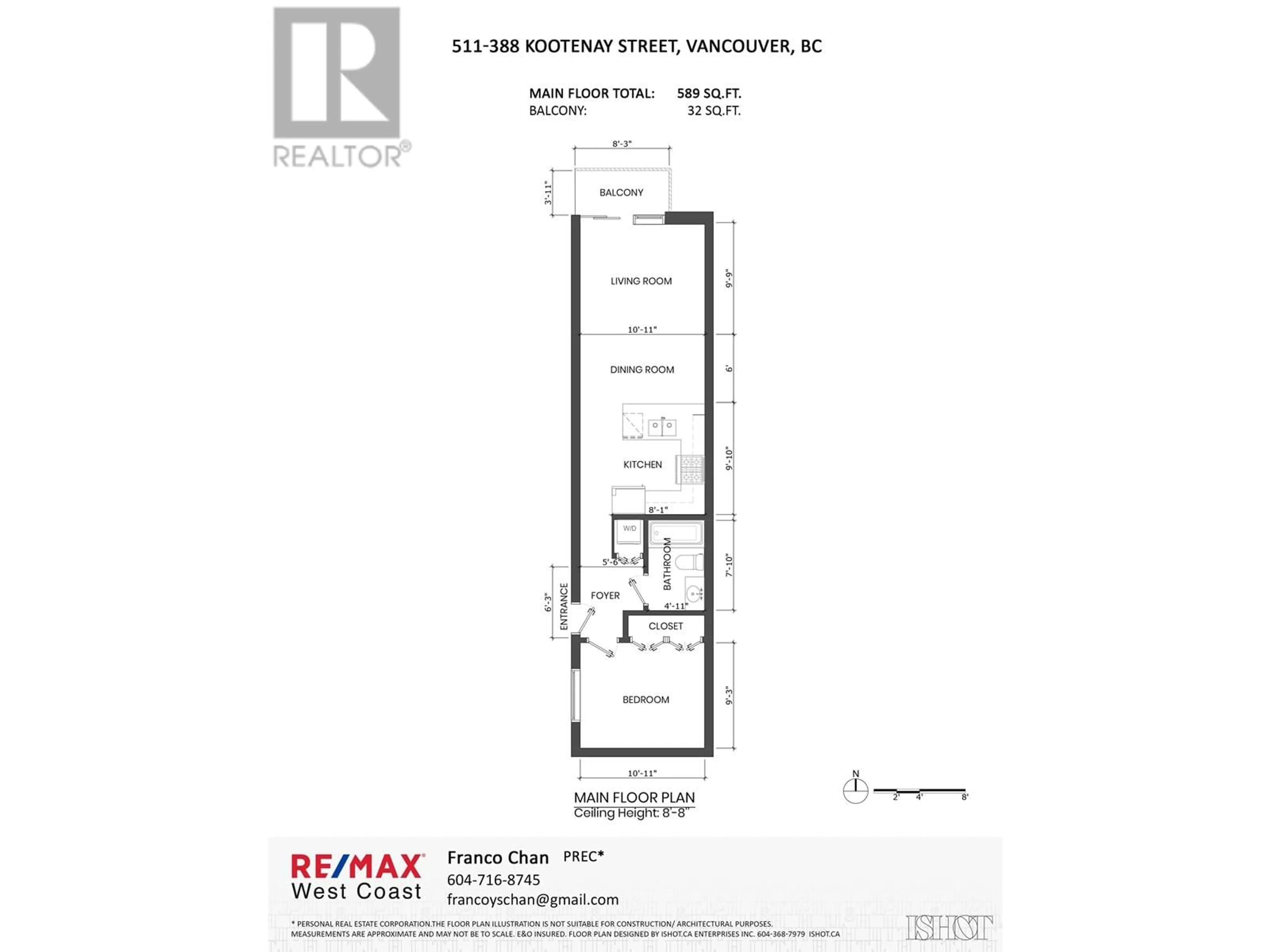 Floor plan for 511 388 KOOTENAY STREET, Vancouver British Columbia V5K0C5