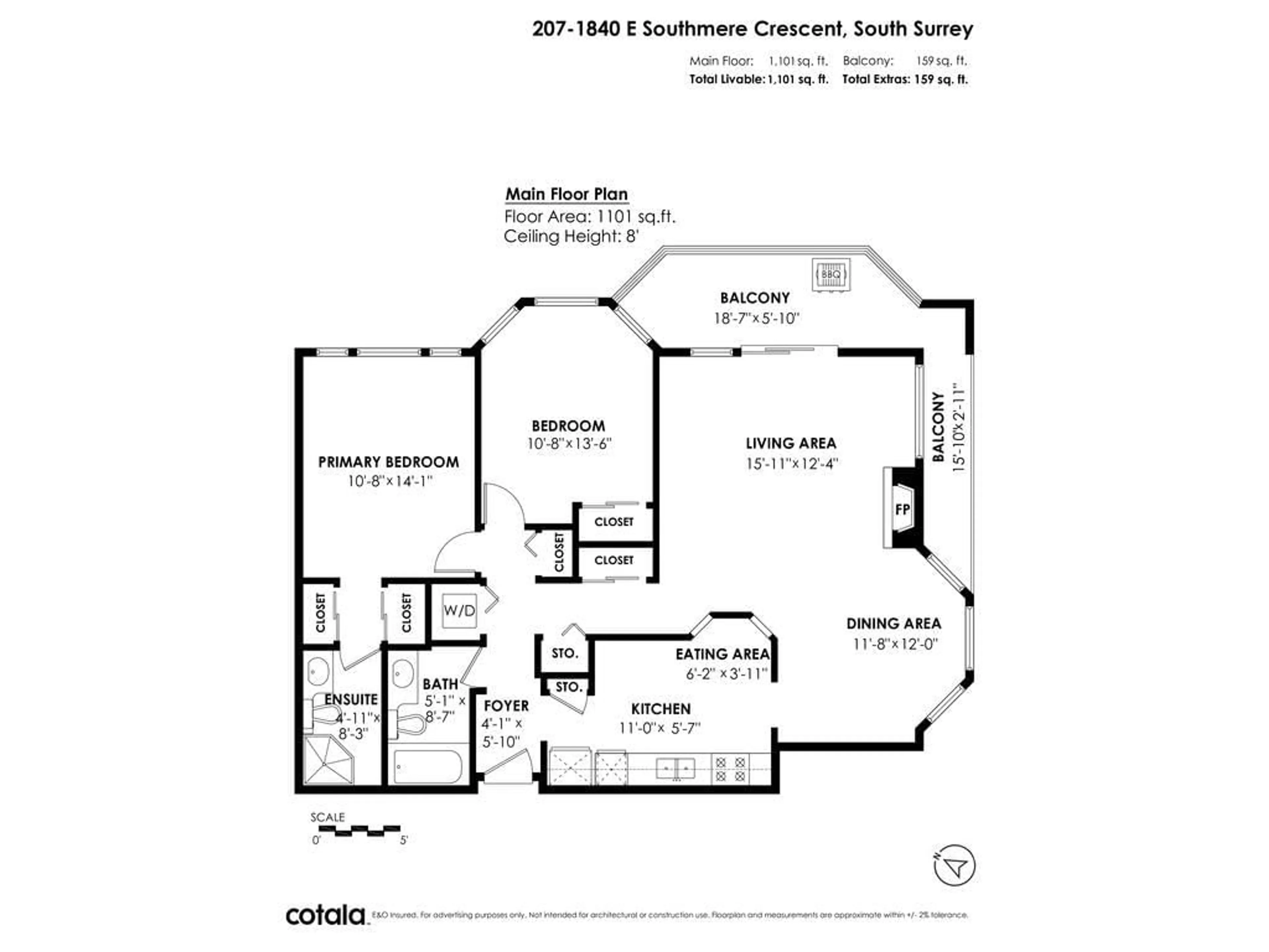 Floor plan for 207 1840 E SOUTHMERE CRESCENT, Surrey British Columbia V4A9C5