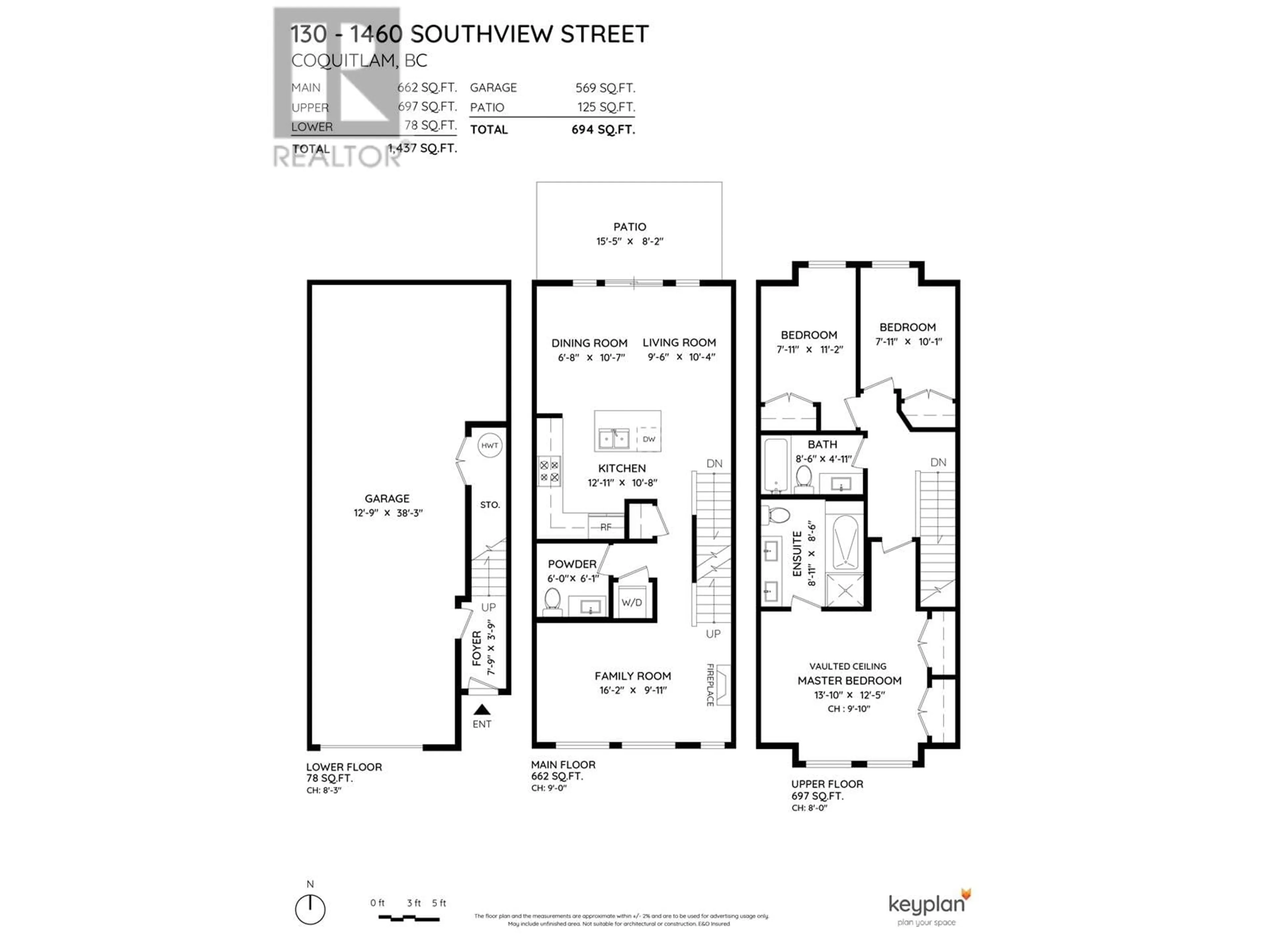 Floor plan for 130 1460 SOUTHVIEW STREET, Coquitlam British Columbia V3E0G6