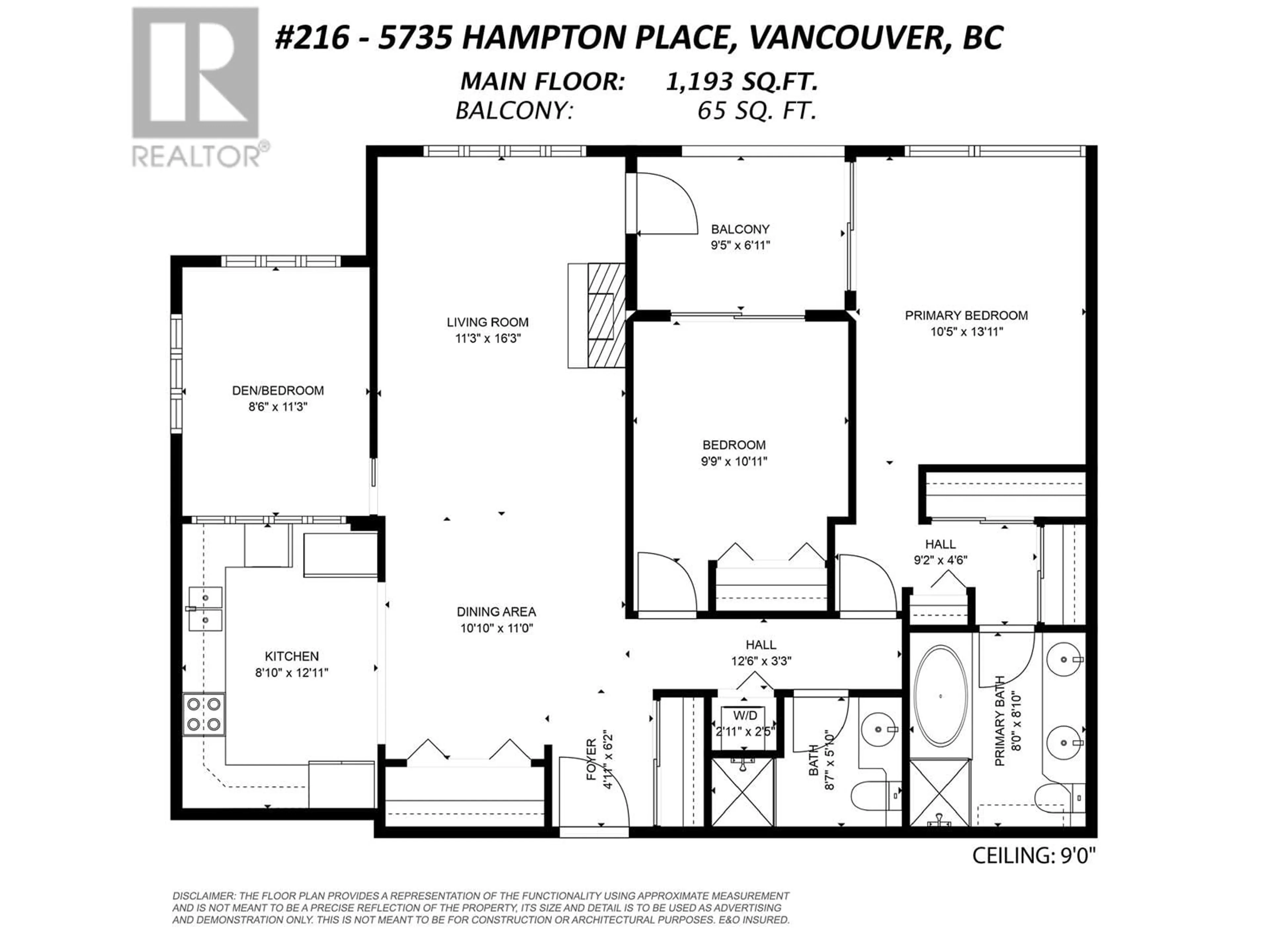 Floor plan for 216 5735 HAMPTON PLACE, Vancouver British Columbia V6T2G8