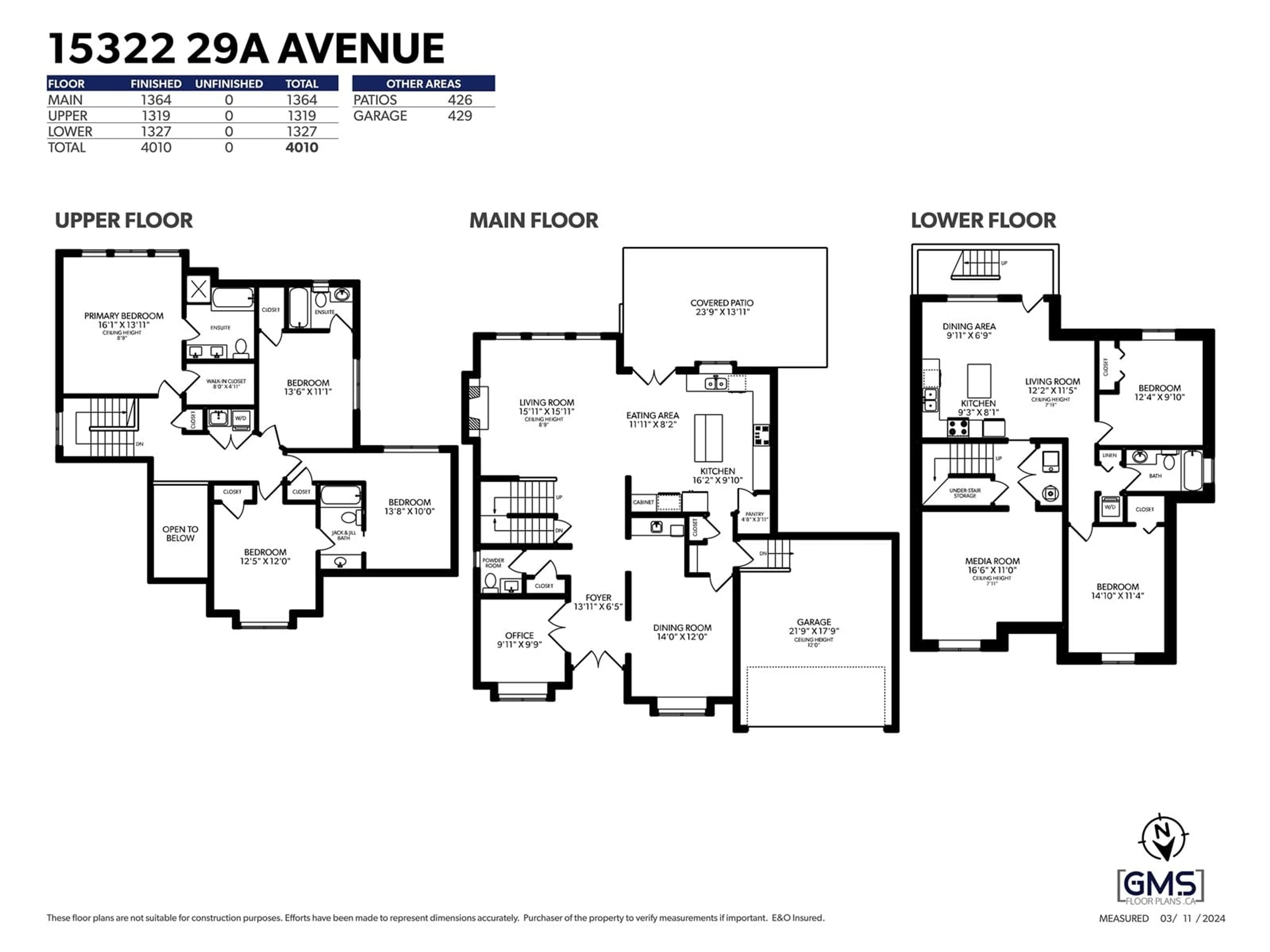 Floor plan for 15322 29A AVENUE, Surrey British Columbia V4P3K4