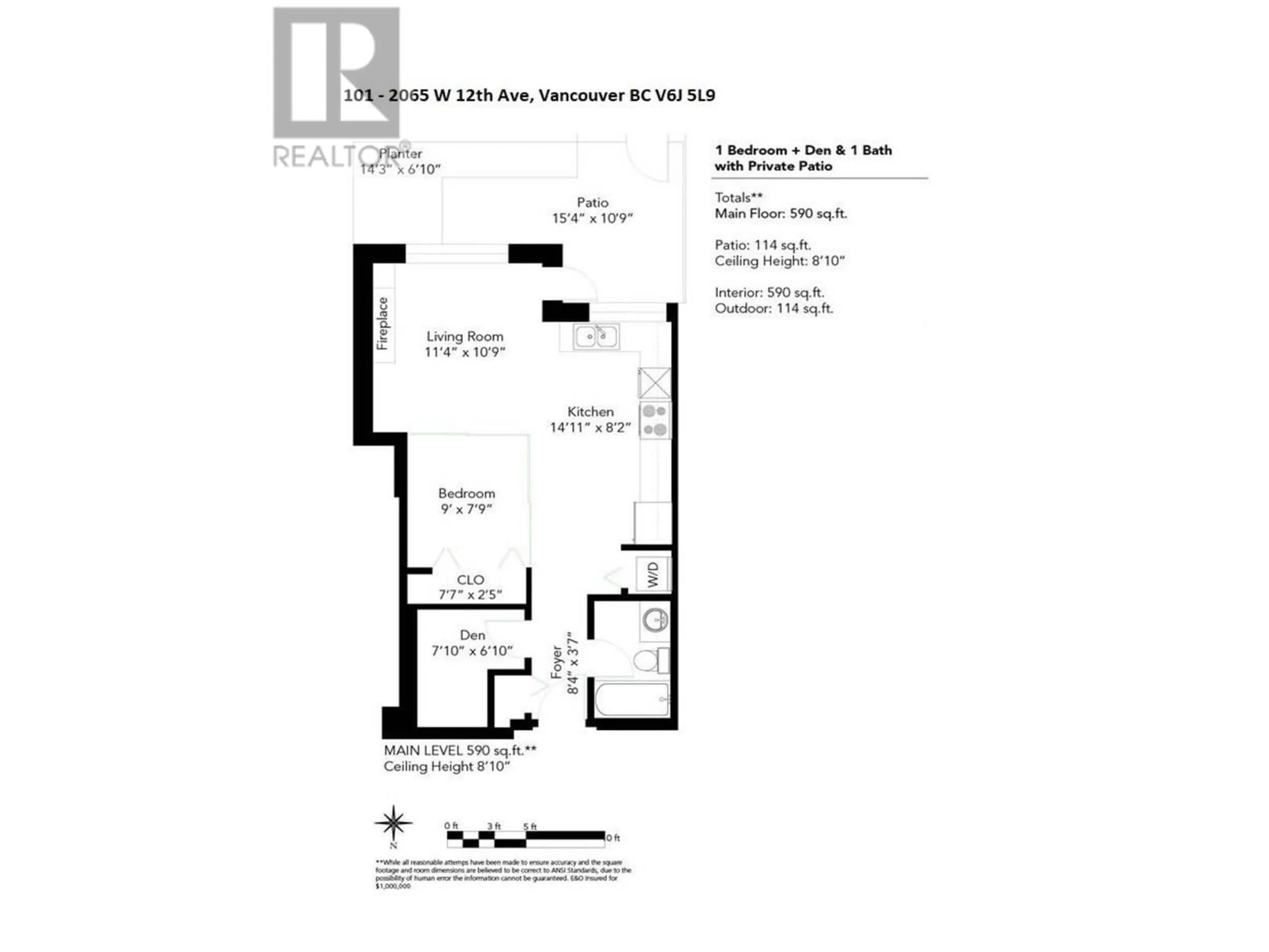 Floor plan for 101 2065 W 12TH AVENUE, Vancouver British Columbia V6J5L9