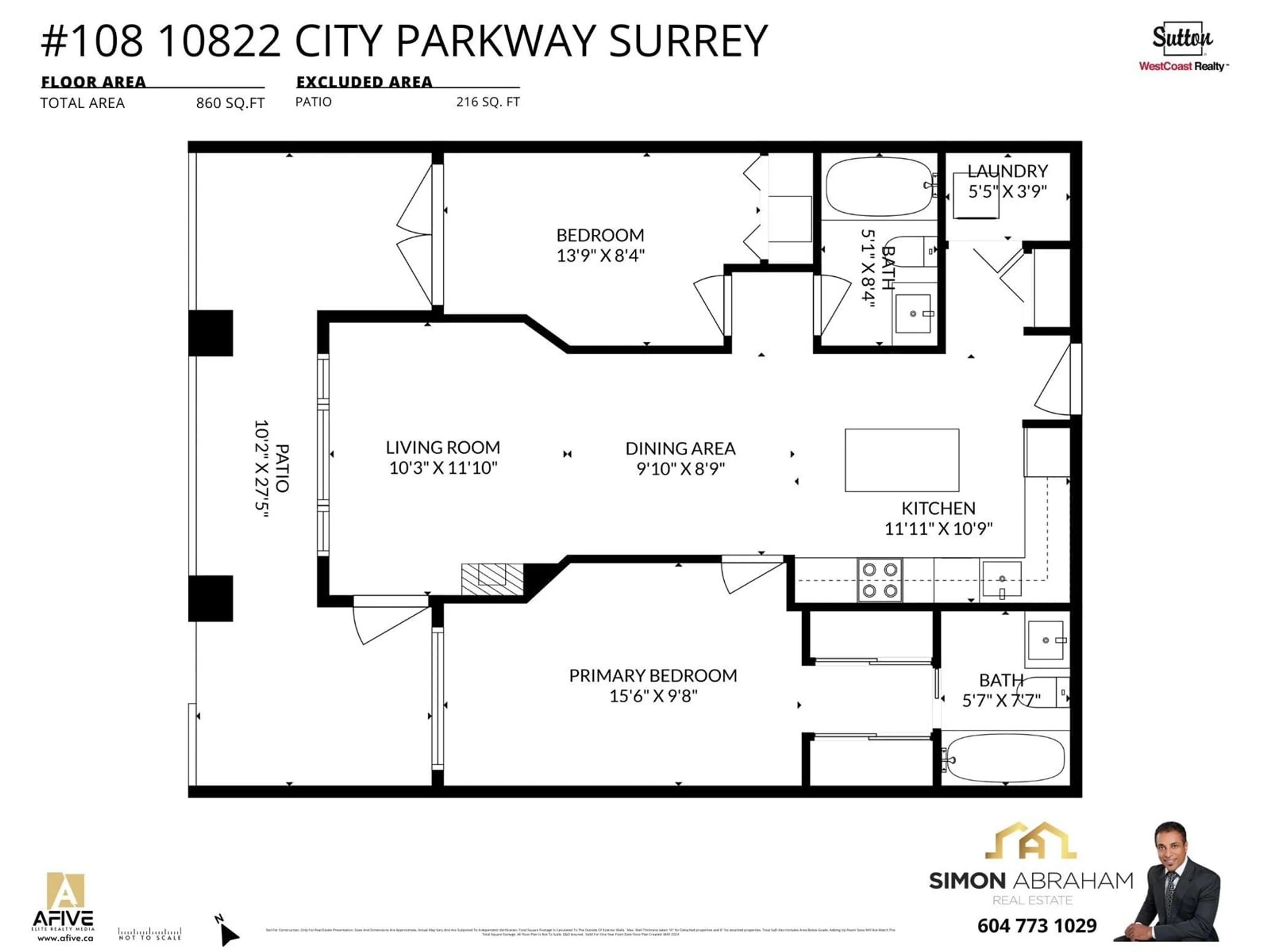 Floor plan for 108 10822 CITY PARKWAY, Surrey British Columbia V3T0C2