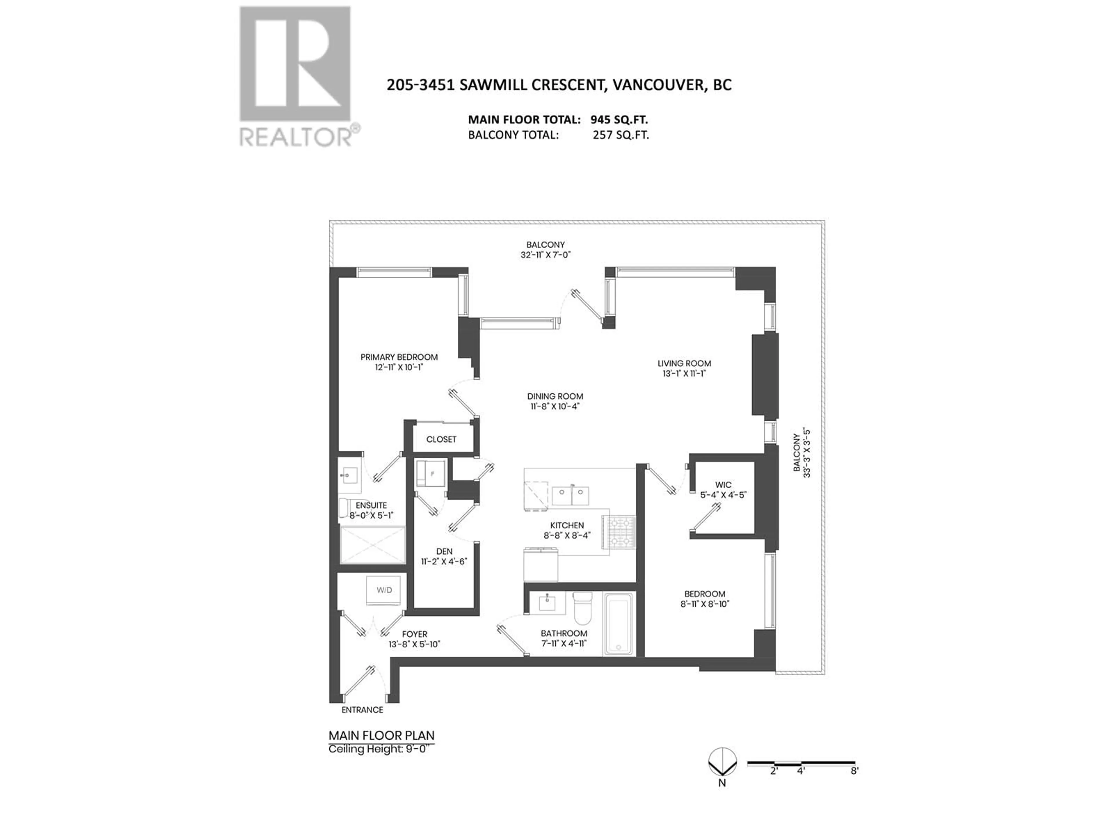 Floor plan for 205 3451 SAWMILL CRESCENT, Vancouver British Columbia V5S0H3