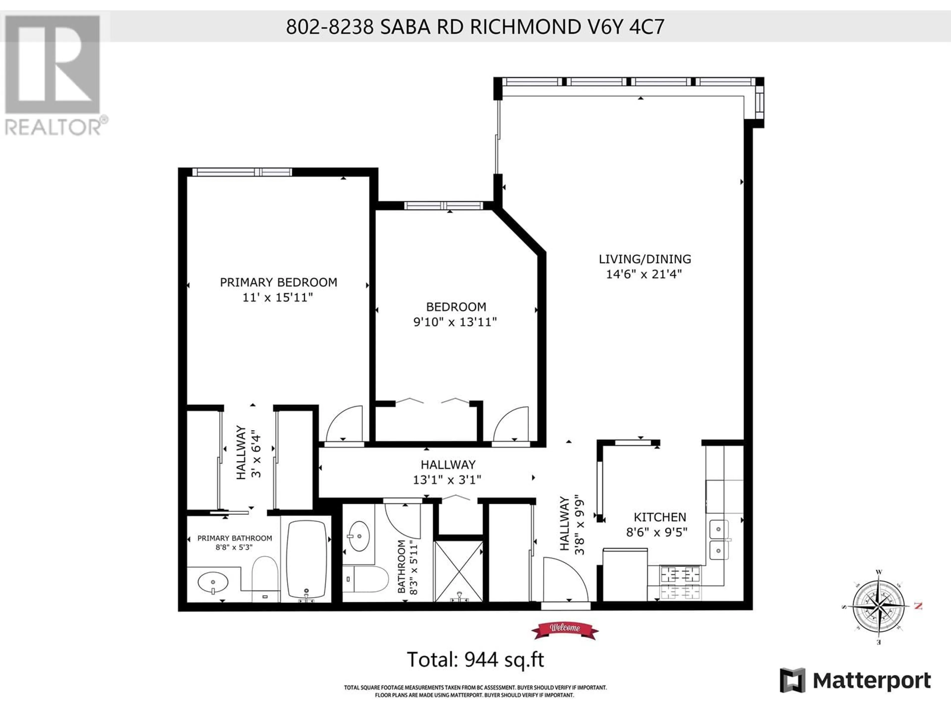 Floor plan for 802 8238 SABA ROAD, Richmond British Columbia V6Y4C7