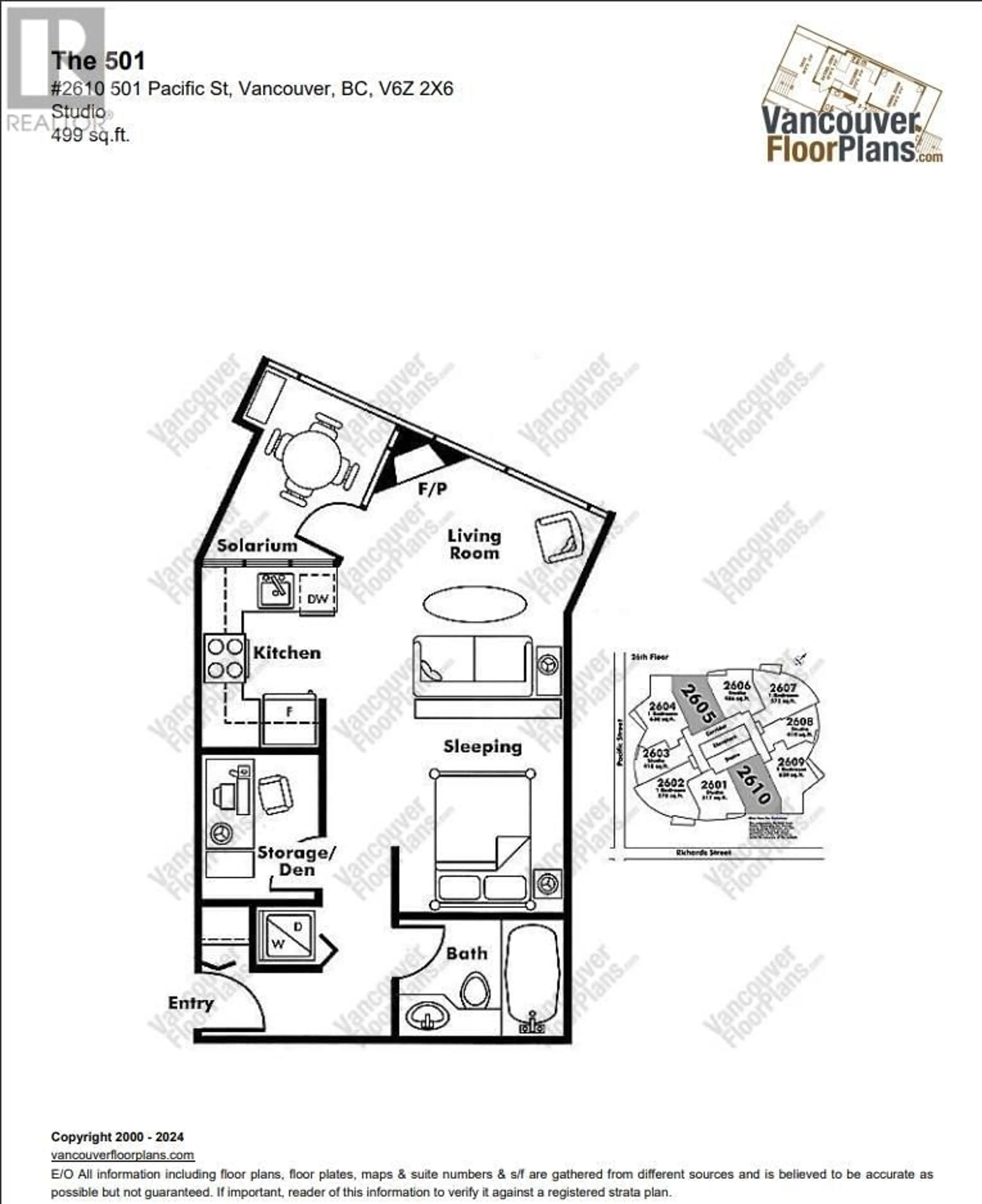 Floor plan for 2610 501 PACIFIC STREET, Vancouver British Columbia V6Z2X6