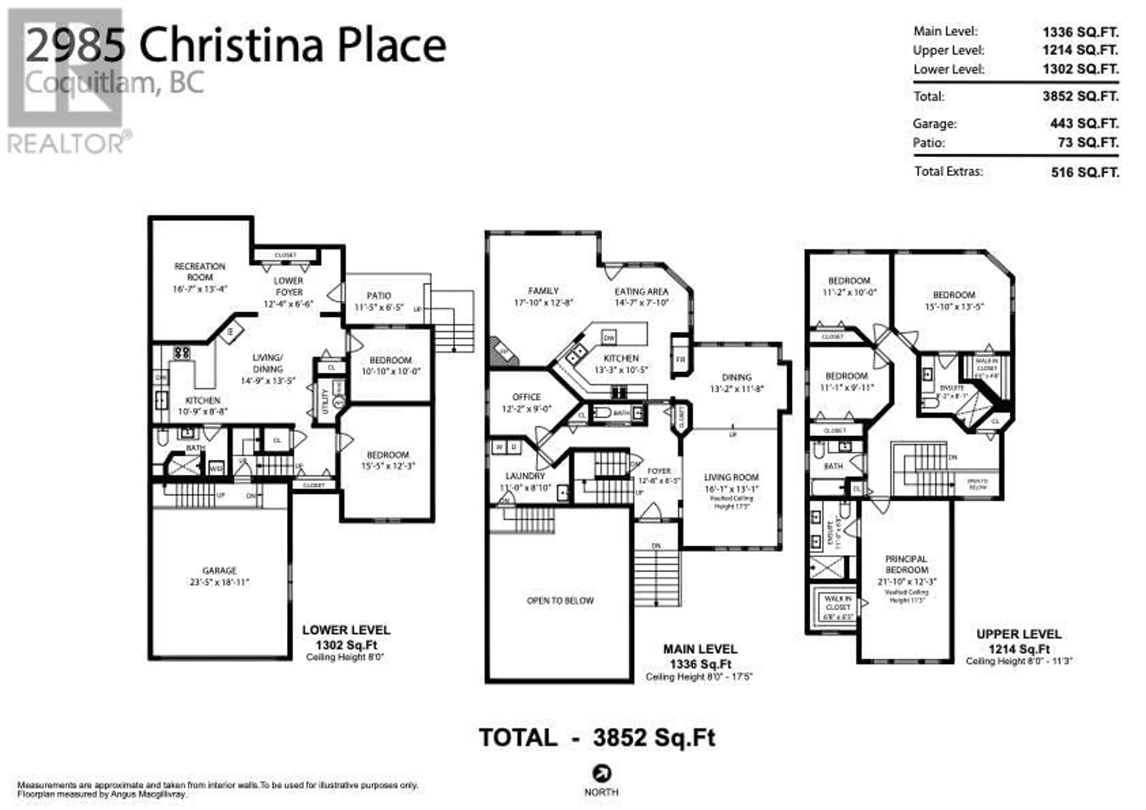 Floor plan for 2985 CHRISTINA PLACE, Coquitlam British Columbia V3C5Z8