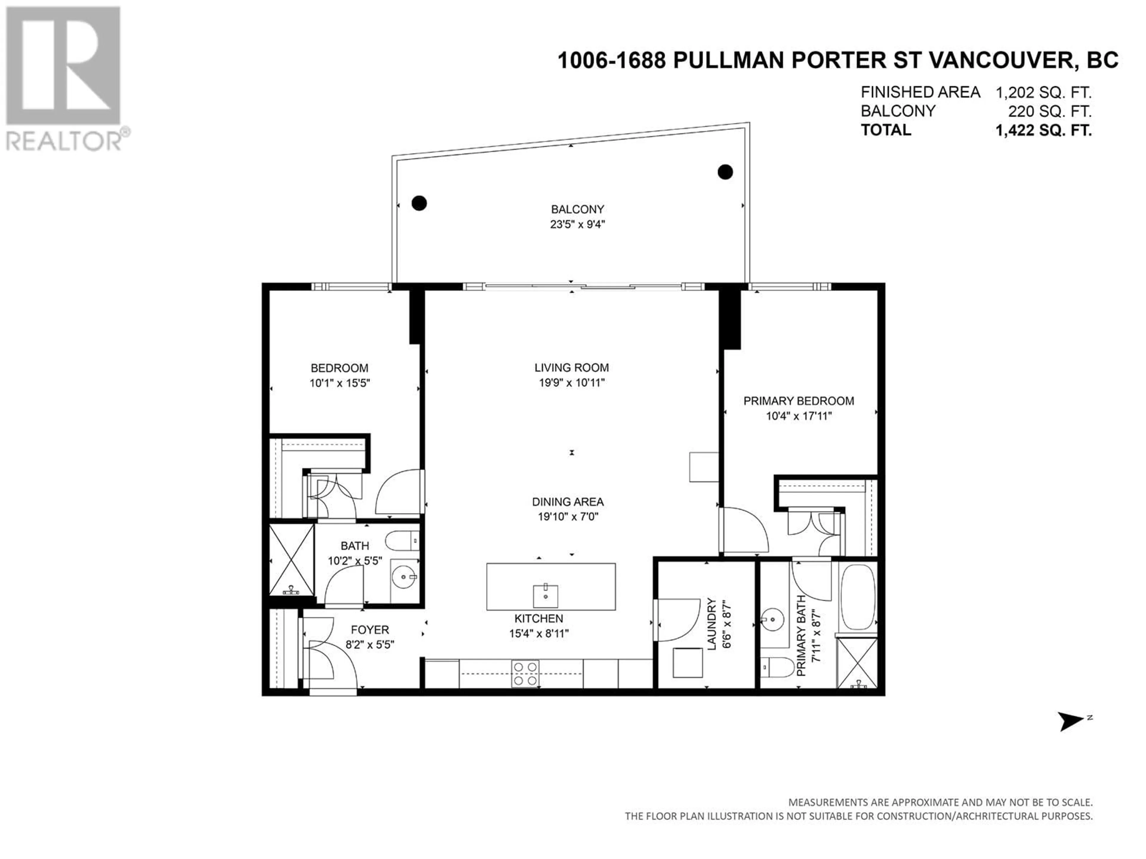 Floor plan for 1006 1688 PULLMAN PORTER STREET, Vancouver British Columbia V6A0H3