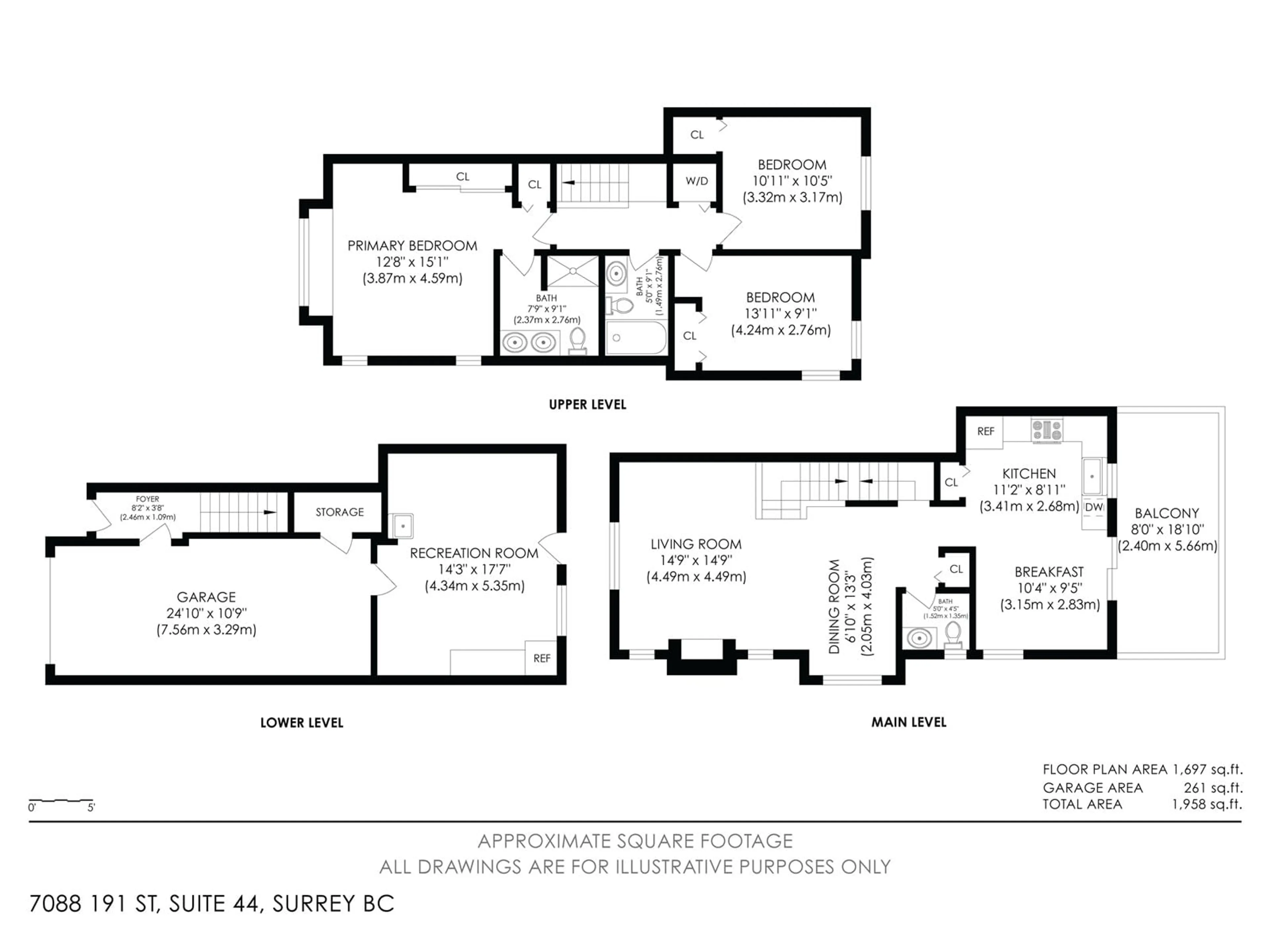 Floor plan for 44 7088 191 STREET, Surrey British Columbia V4N0B4