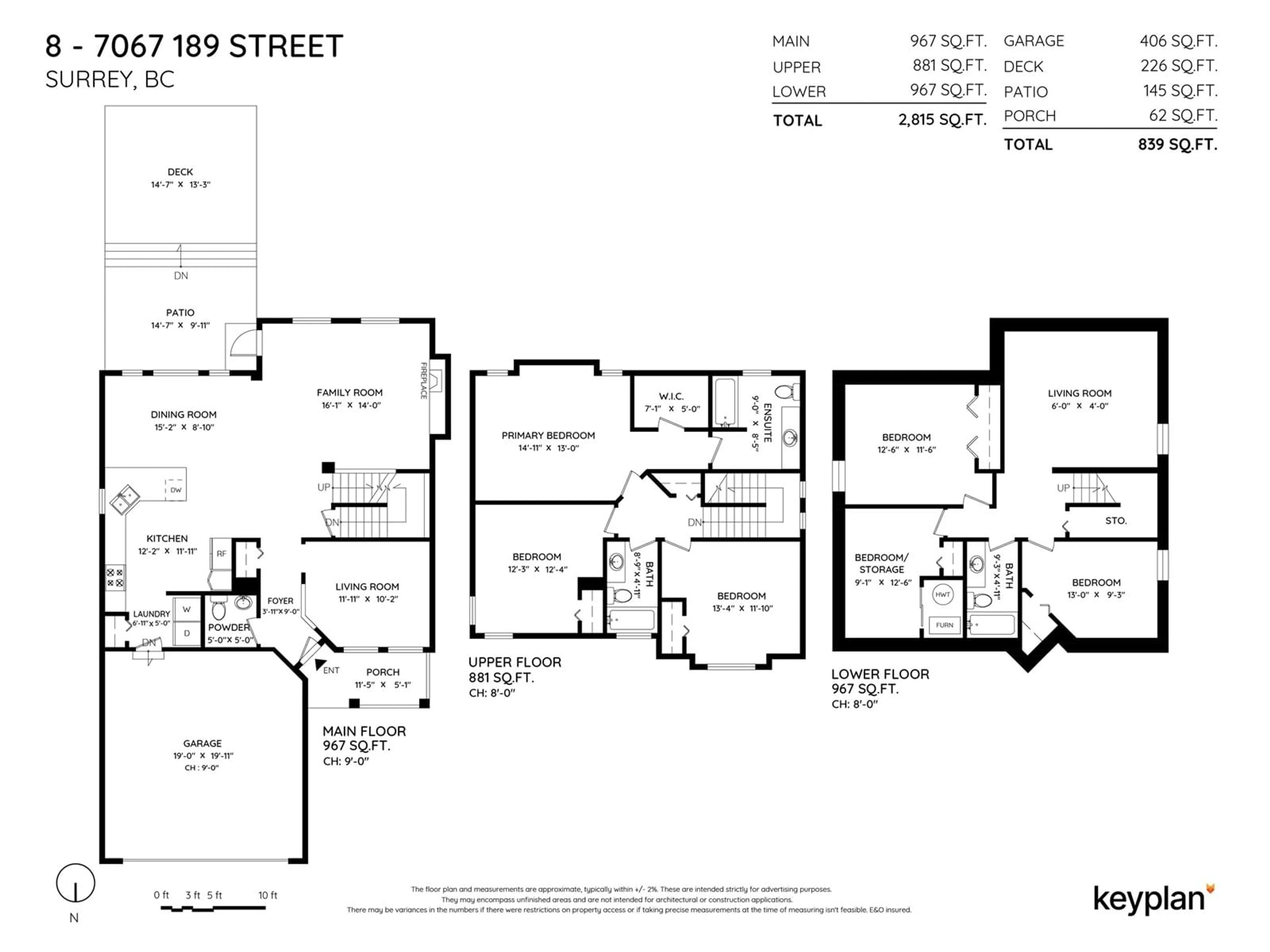 Floor plan for 8 7067 189 STREET, Surrey British Columbia V4N5M9