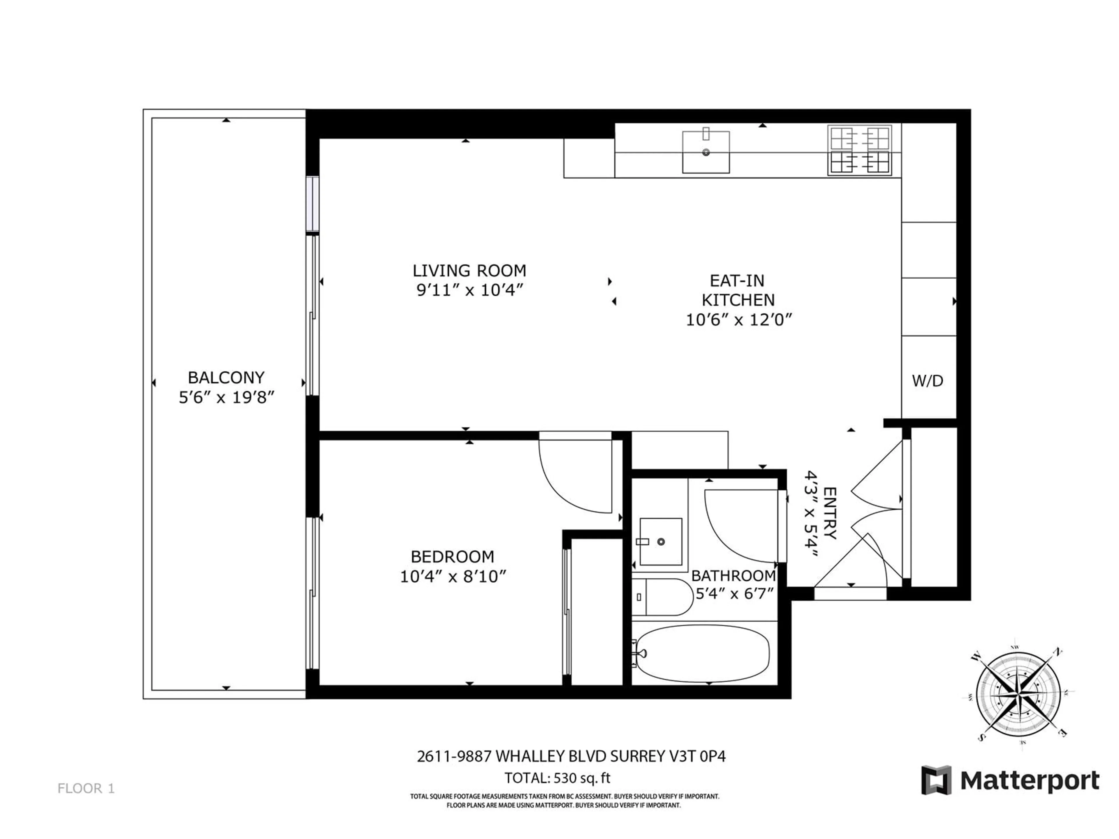 Floor plan for 2611 9887 WHALLEY BOULEVARD, Surrey British Columbia V3T0P4