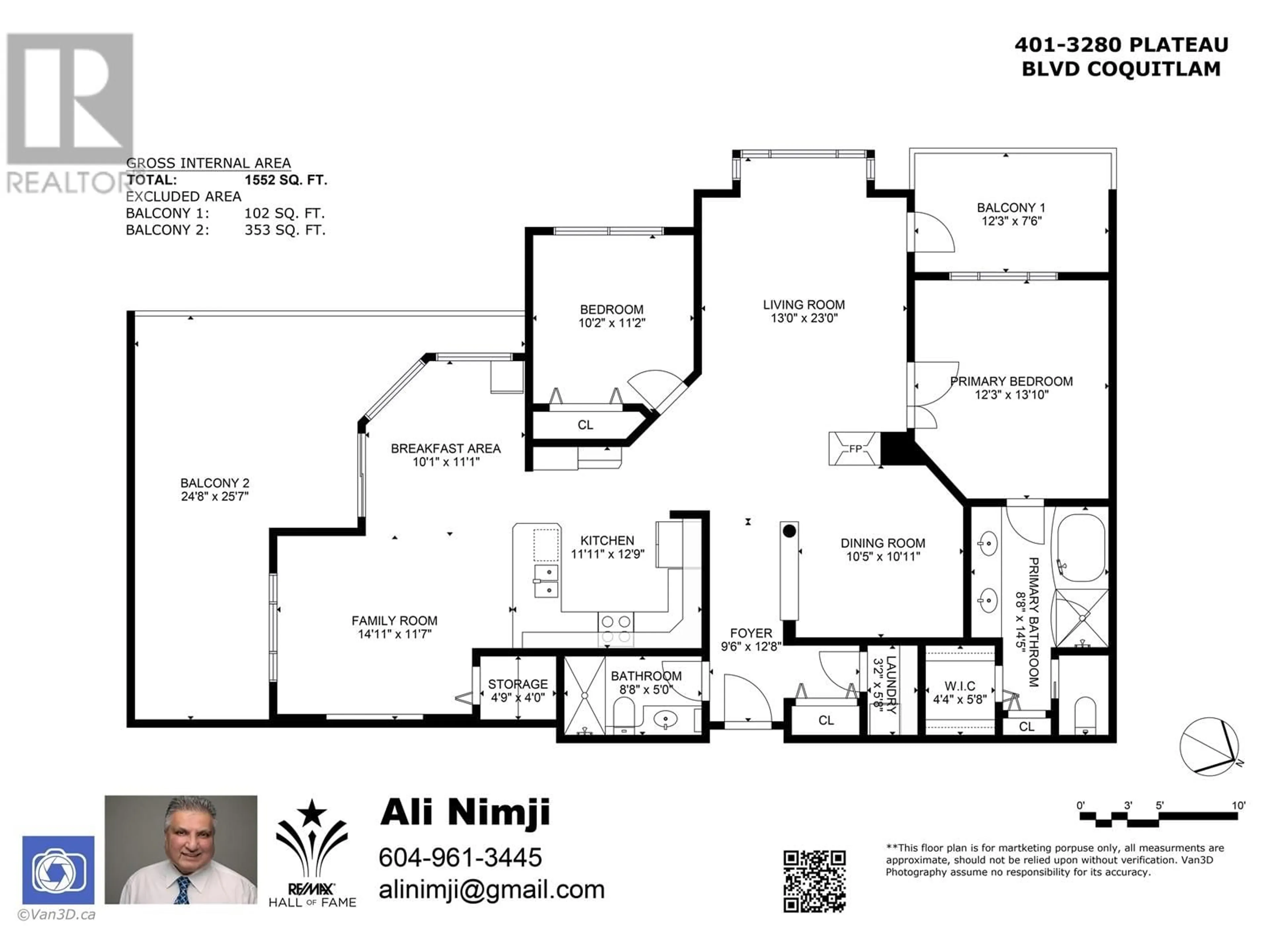 Floor plan for 401 3280 PLATEAU BOULEVARD, Coquitlam British Columbia V3E3J5
