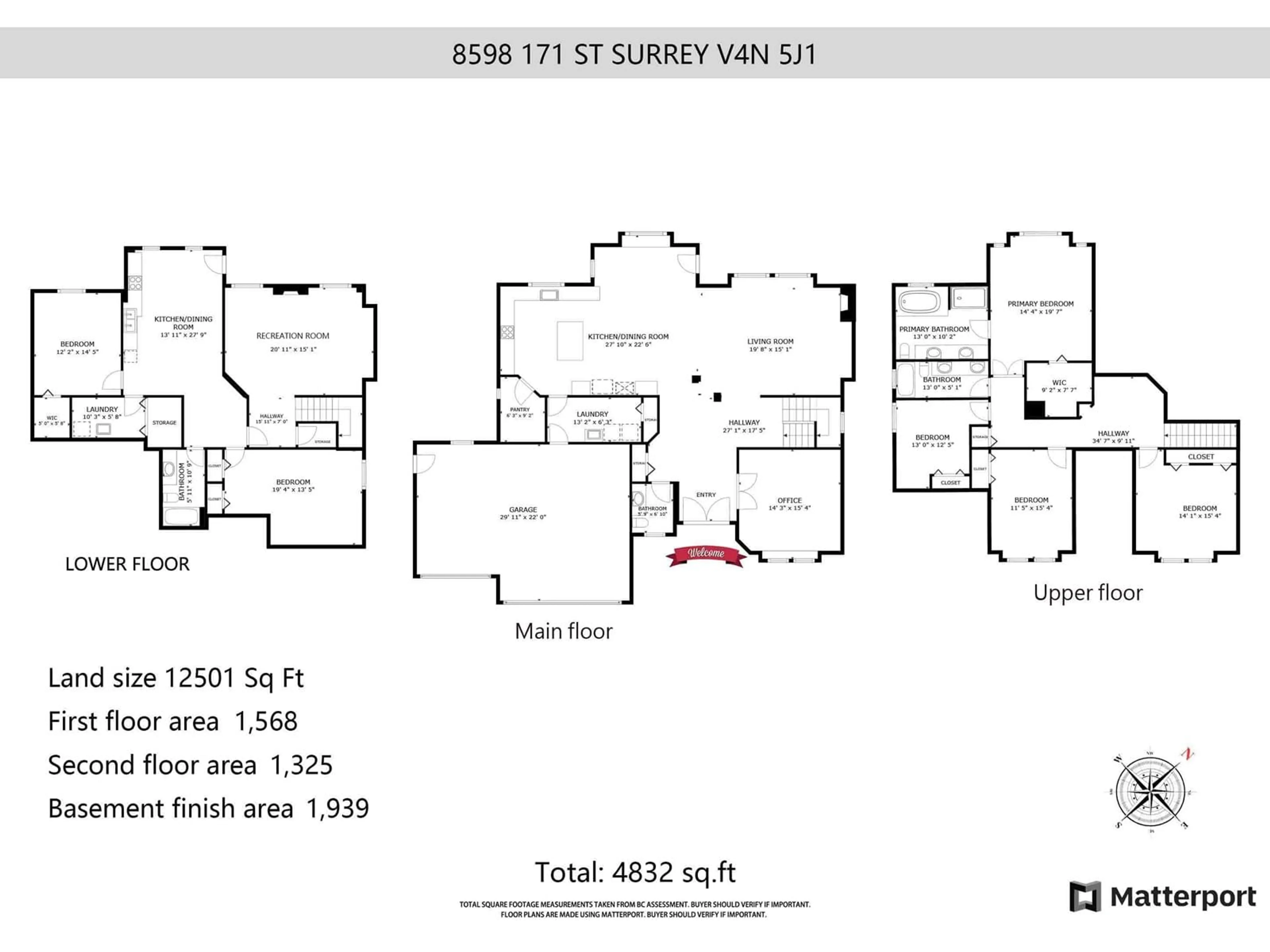 Floor plan for 8598 171 STREET, Surrey British Columbia V4N5J1