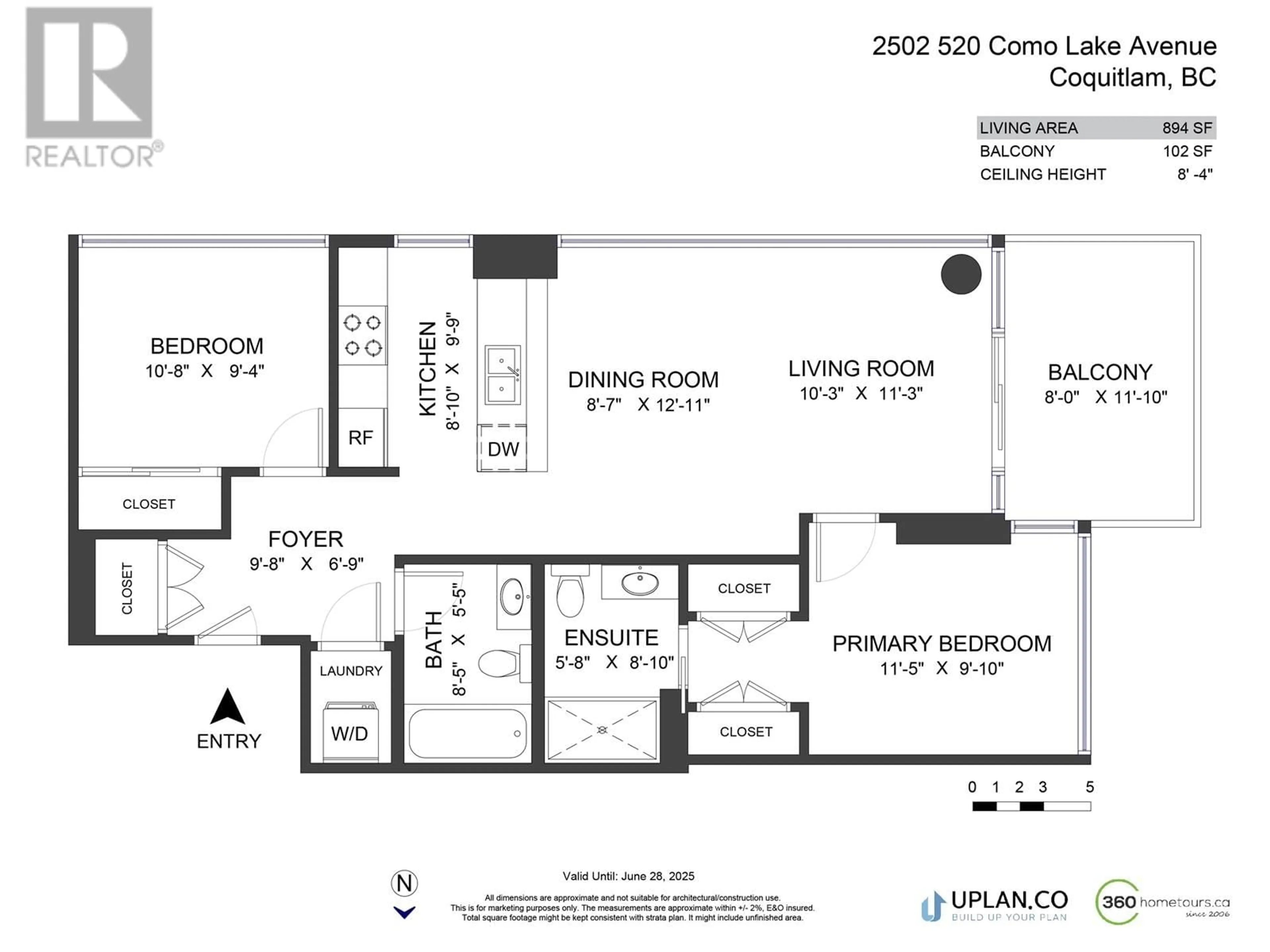 Floor plan for 2502 520 COMO LAKE AVENUE, Coquitlam British Columbia V3J0E8