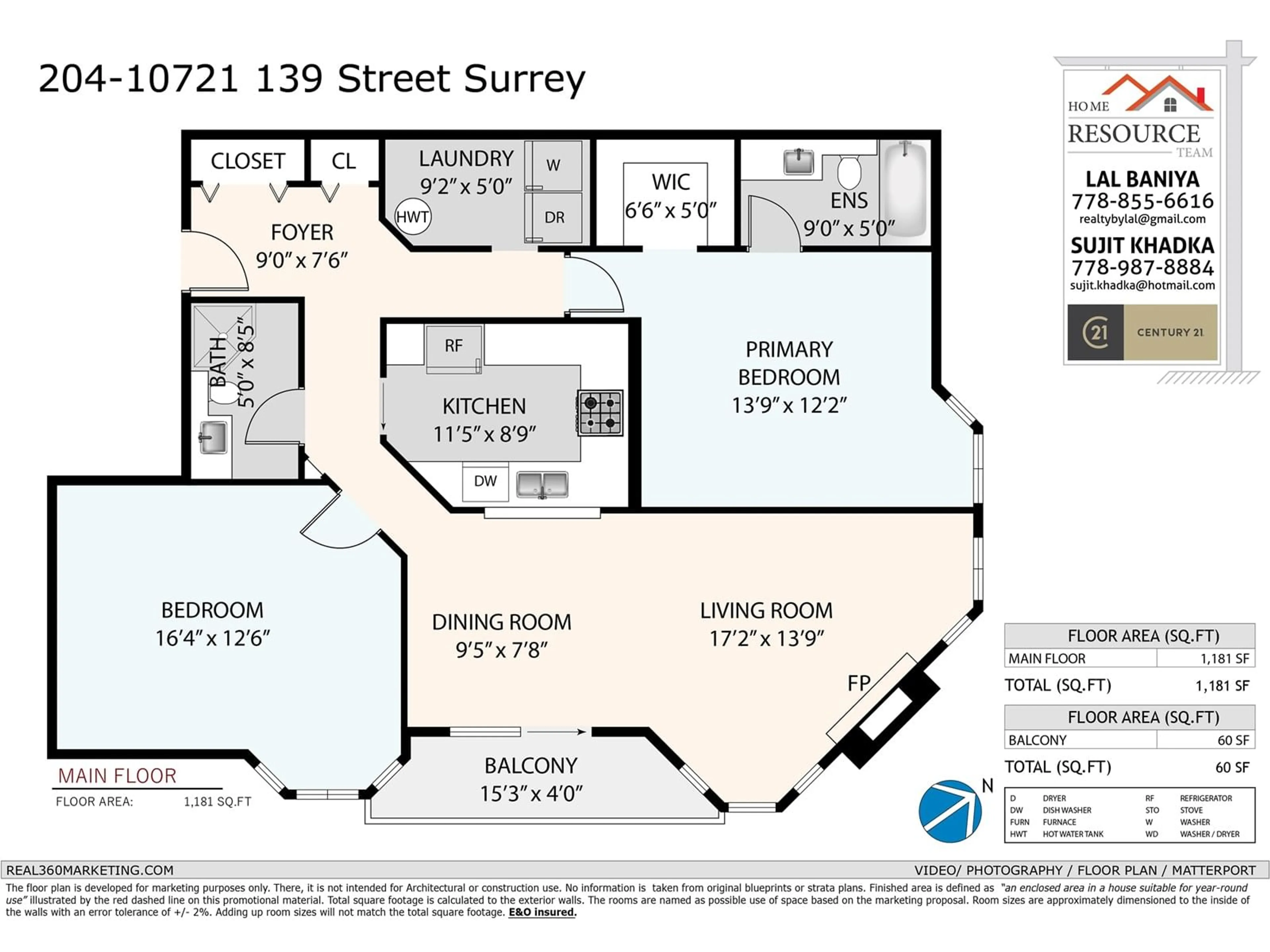 Floor plan for 204 10721 139 STREET, Surrey British Columbia V3T4L8