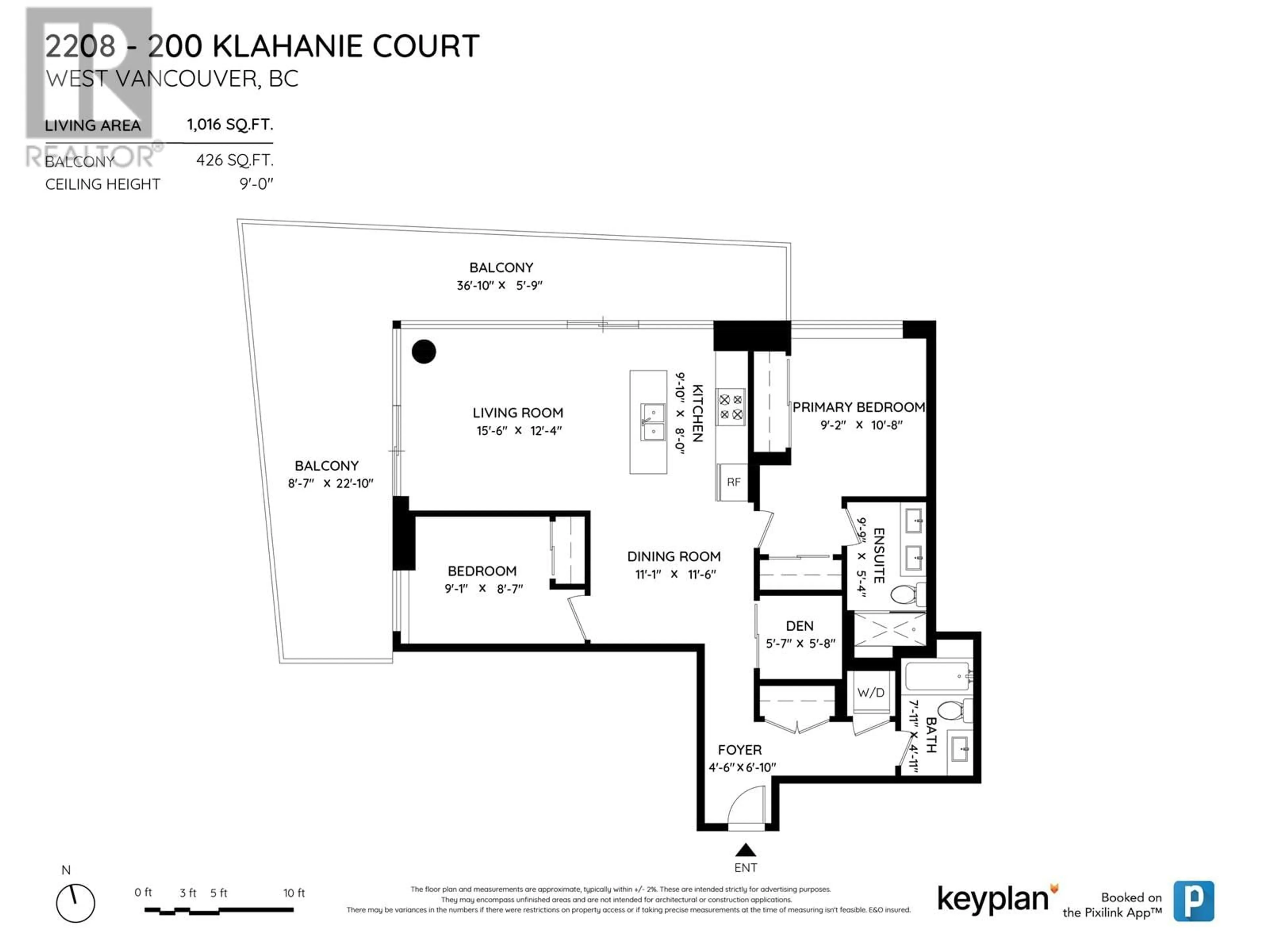 Floor plan for 2208 200 KLAHANIE COURT, West Vancouver British Columbia V7P0E4