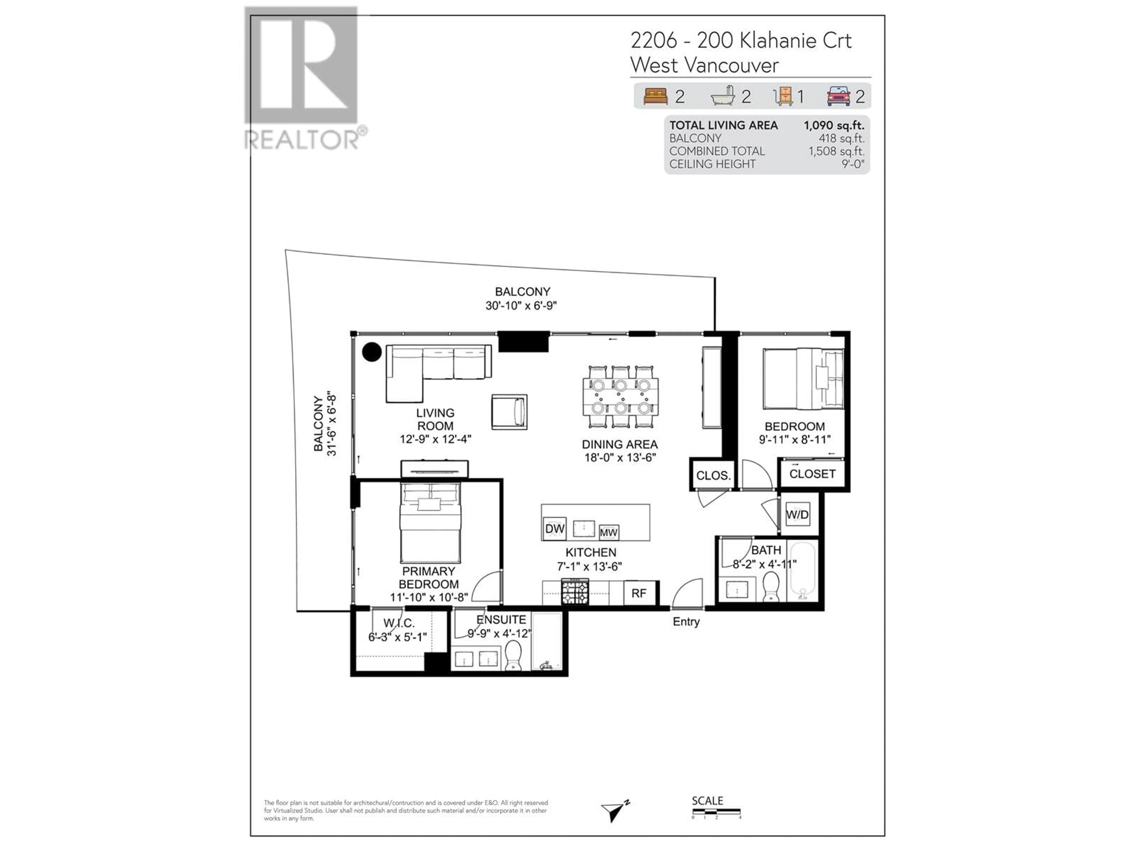 Floor plan for 2206 200 KLAHANIE COURT, West Vancouver British Columbia V7P0E4