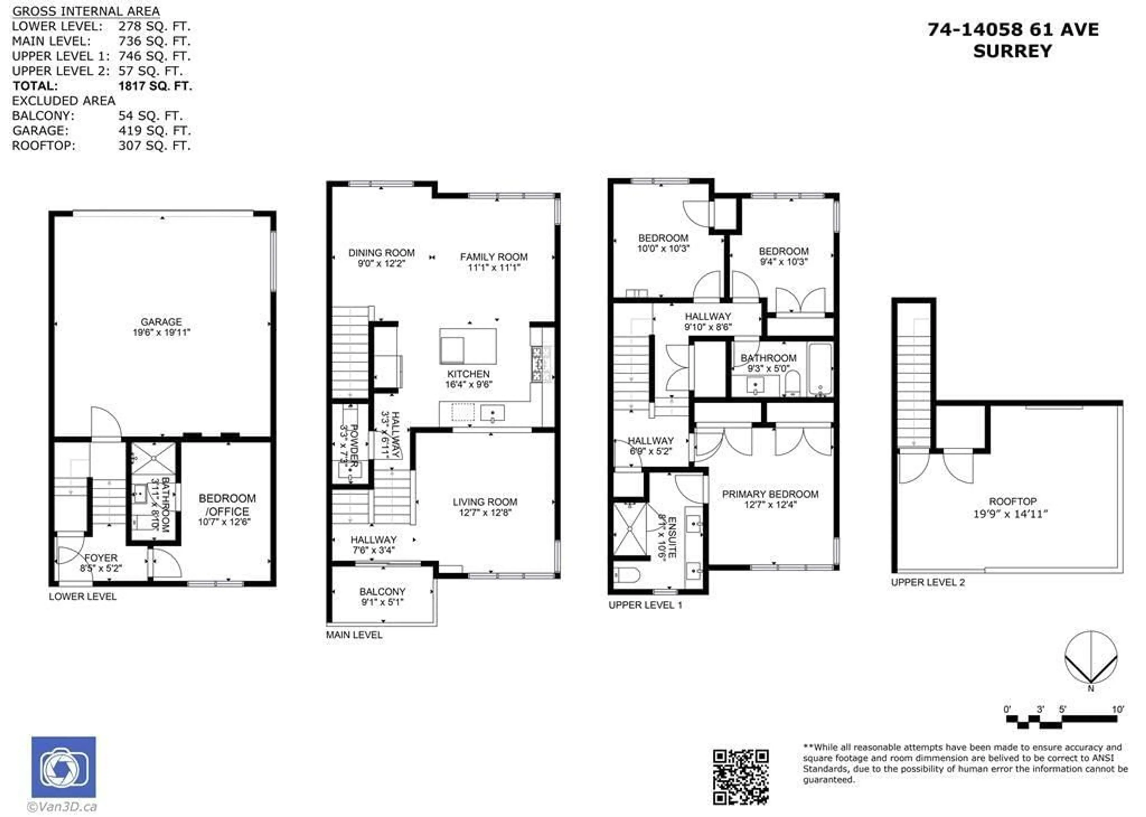 Floor plan for 74 14058 61 AVENUE, Surrey British Columbia V3X0J2