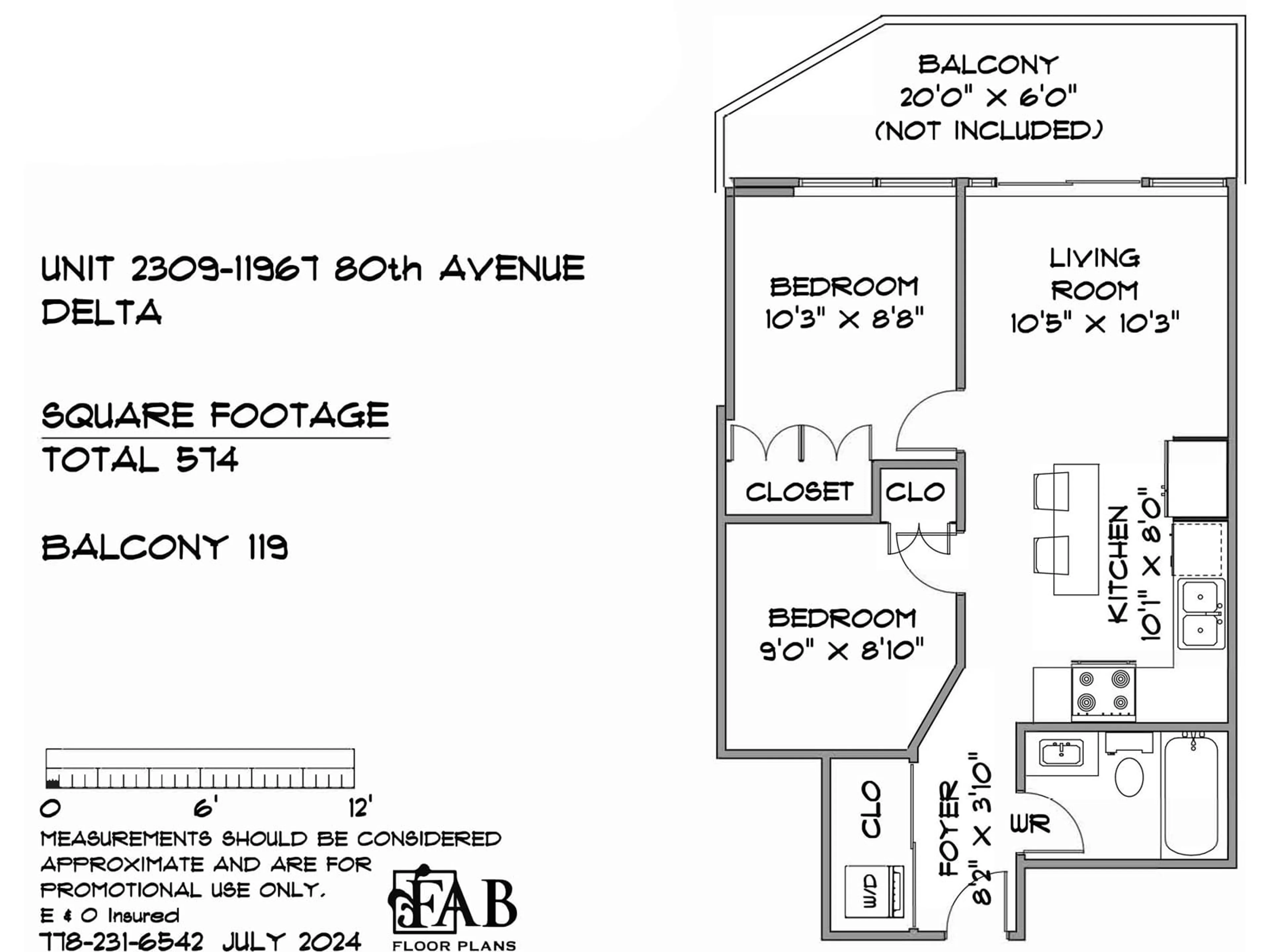Floor plan for 2309 11967 80 AVENUE, Delta British Columbia V4C0E2