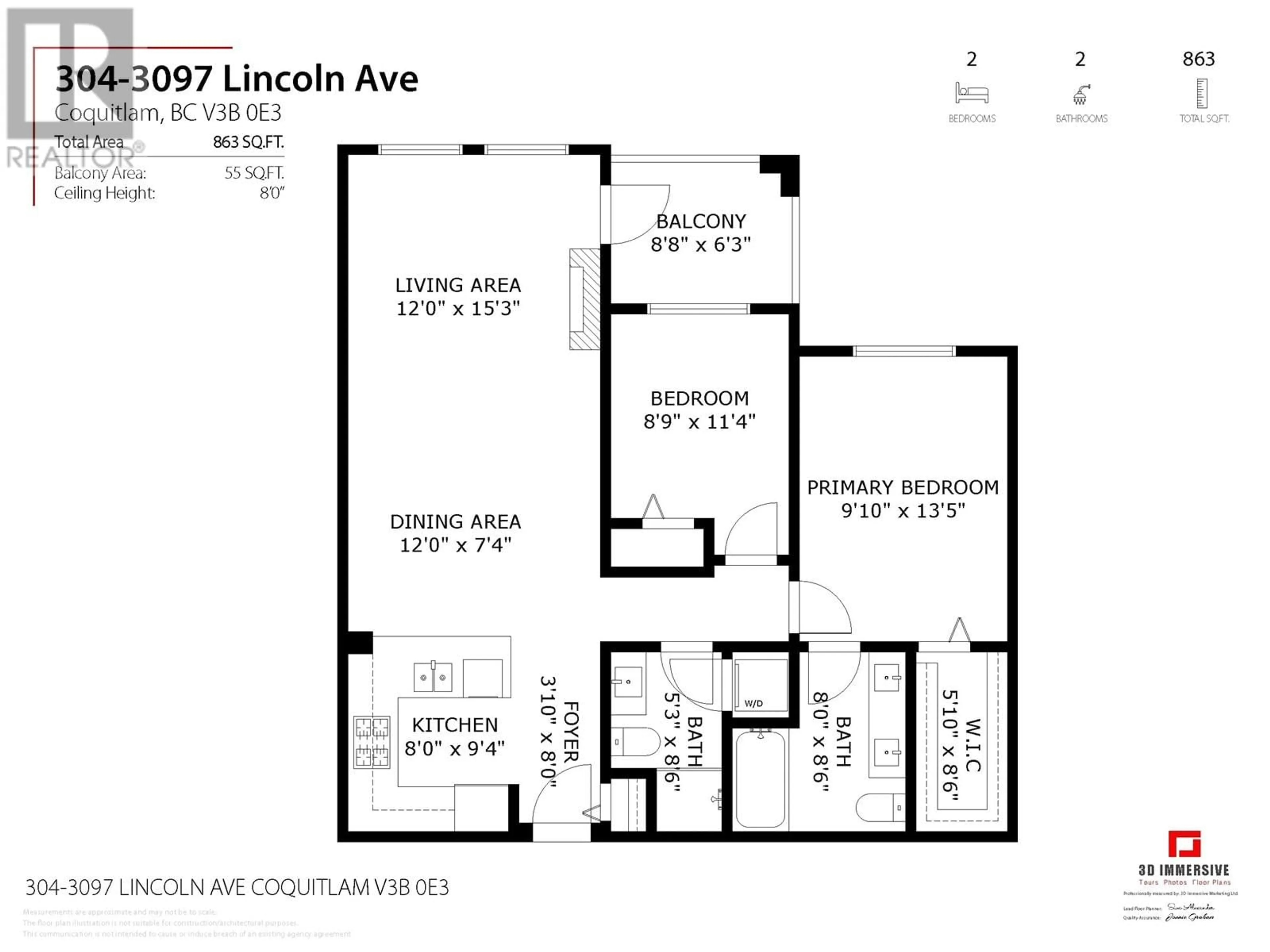 Floor plan for 304 3097 LINCOLN AVENUE, Coquitlam British Columbia V3B0E3