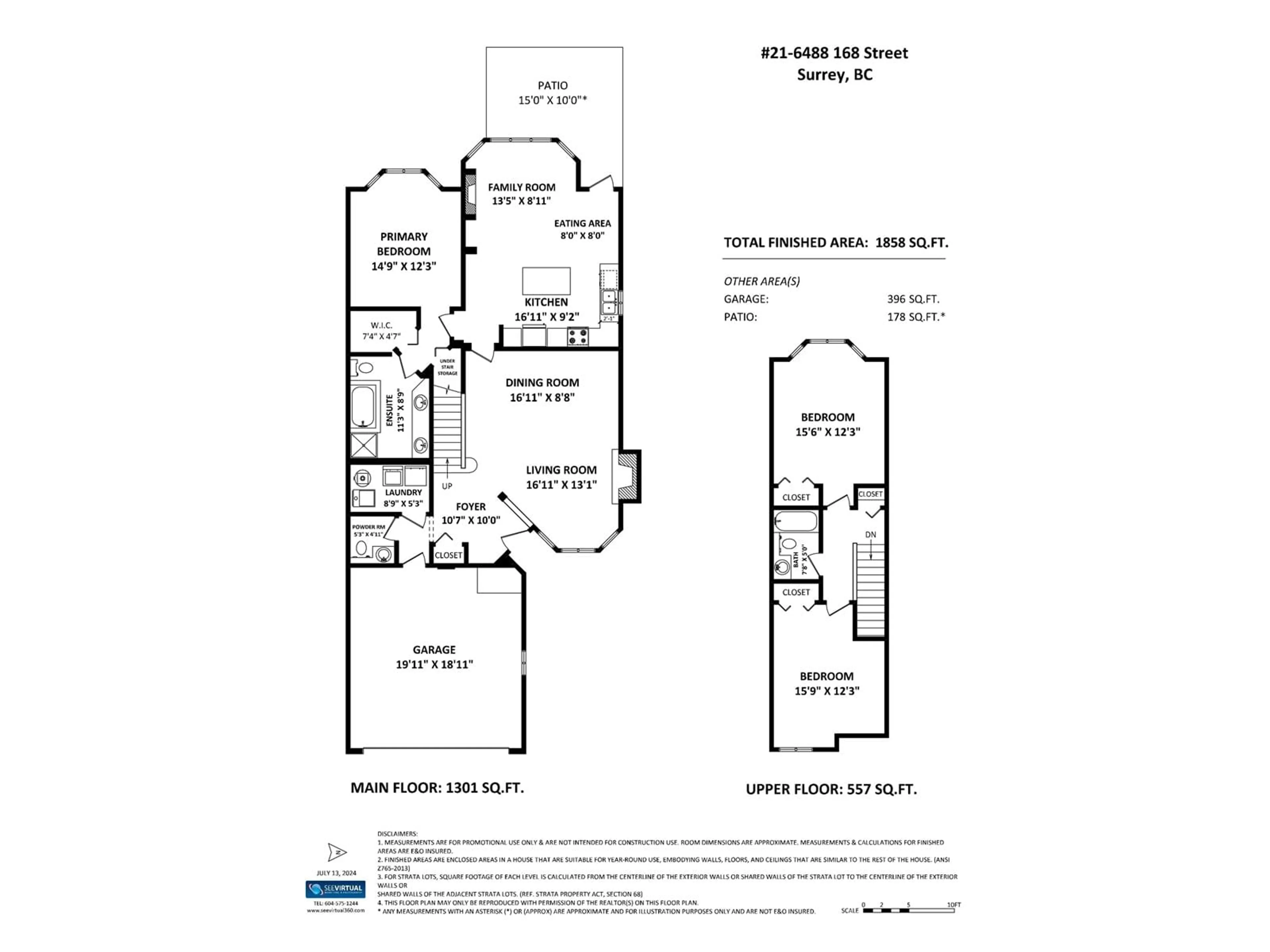 Floor plan for 21 6488 168 STREET, Surrey British Columbia V3S8Z1