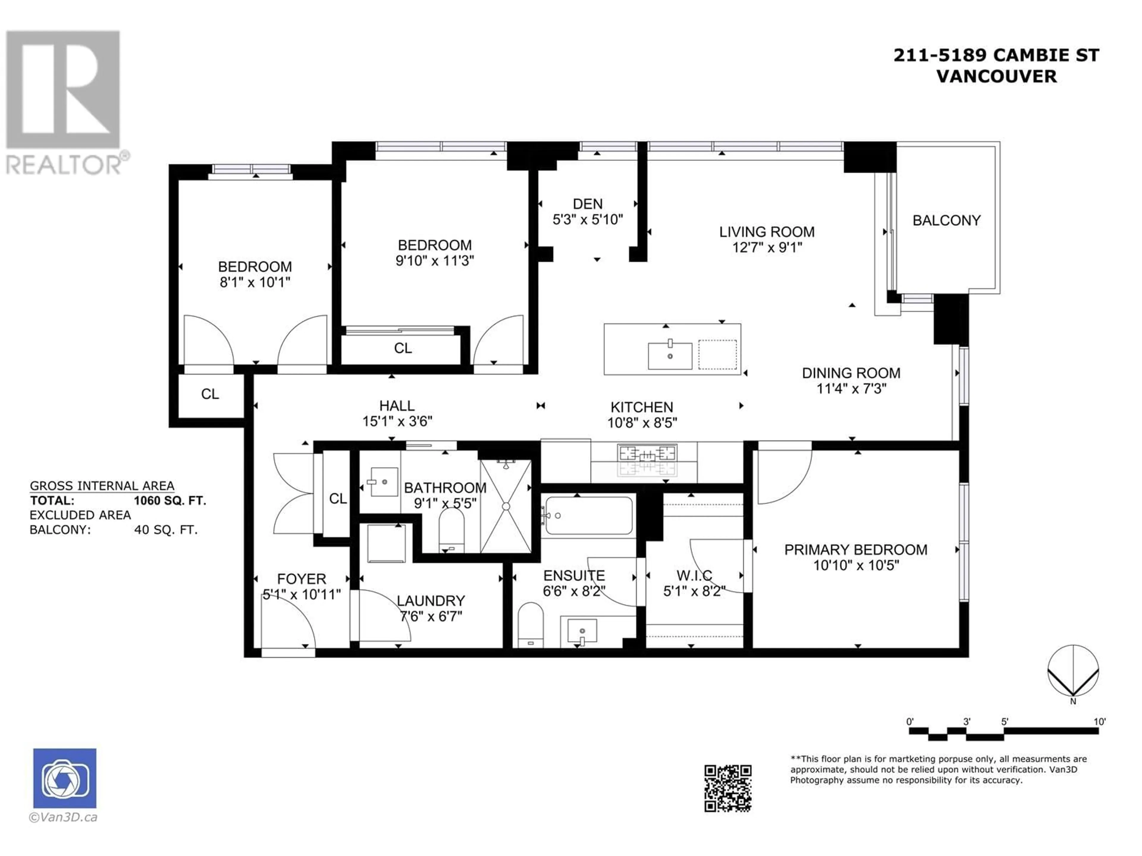 Floor plan for 211 5189 CAMBIE STREET, Vancouver British Columbia V5Z2Z6