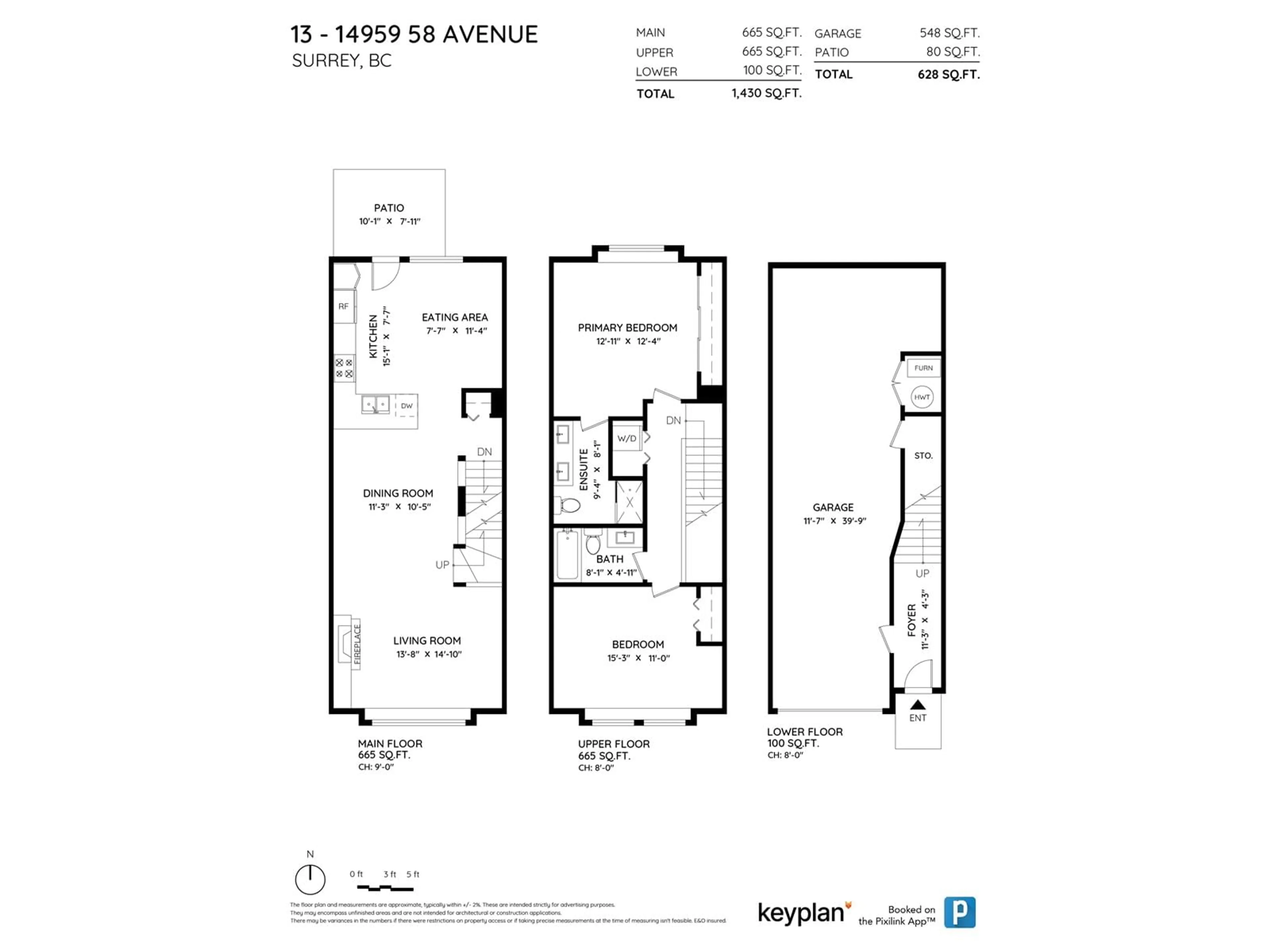 Floor plan for 13 14959 58 AVENUE, Surrey British Columbia V3S9Y9