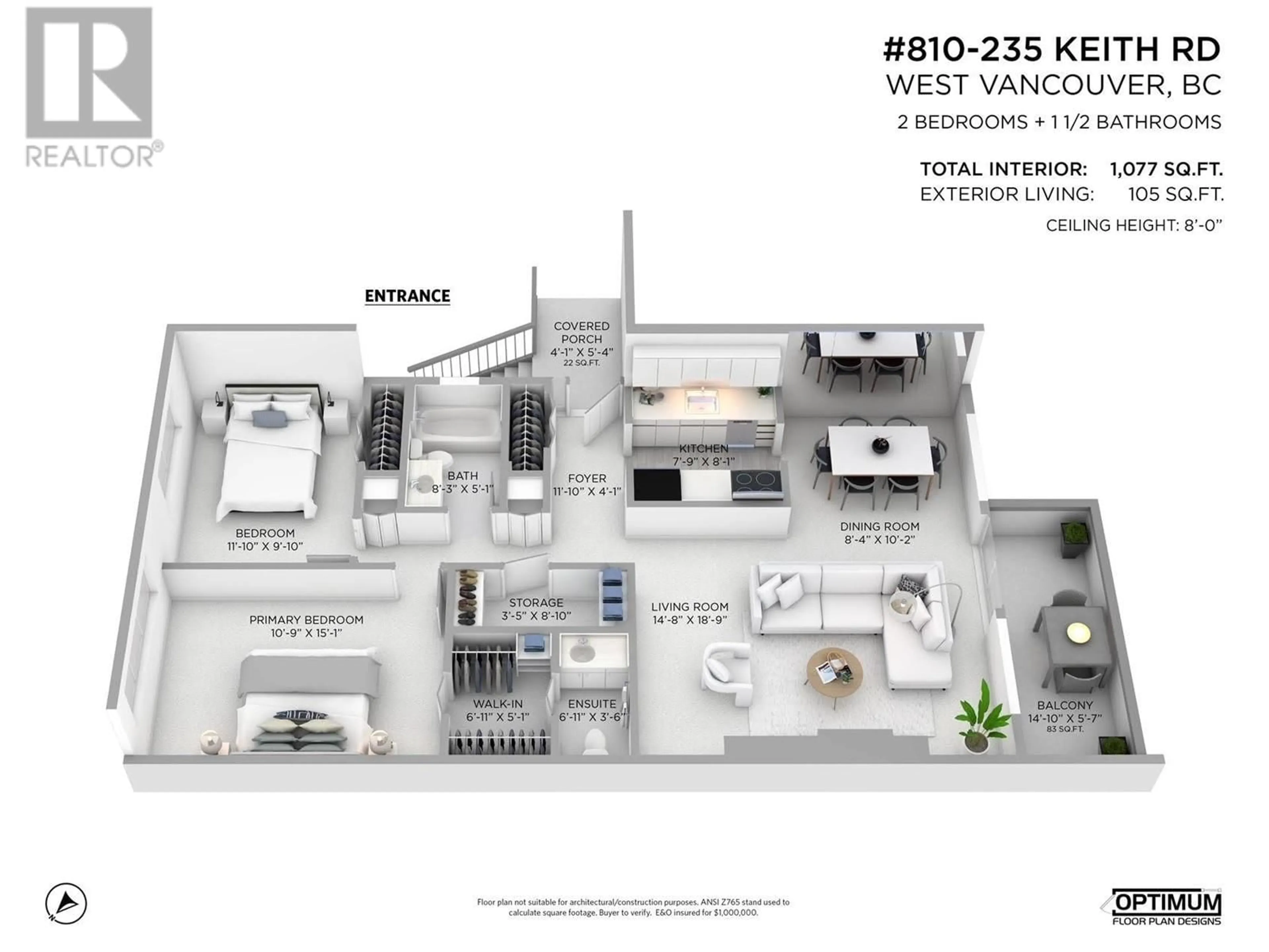 Floor plan for 810 235 KEITH ROAD, West Vancouver British Columbia V7T1L5