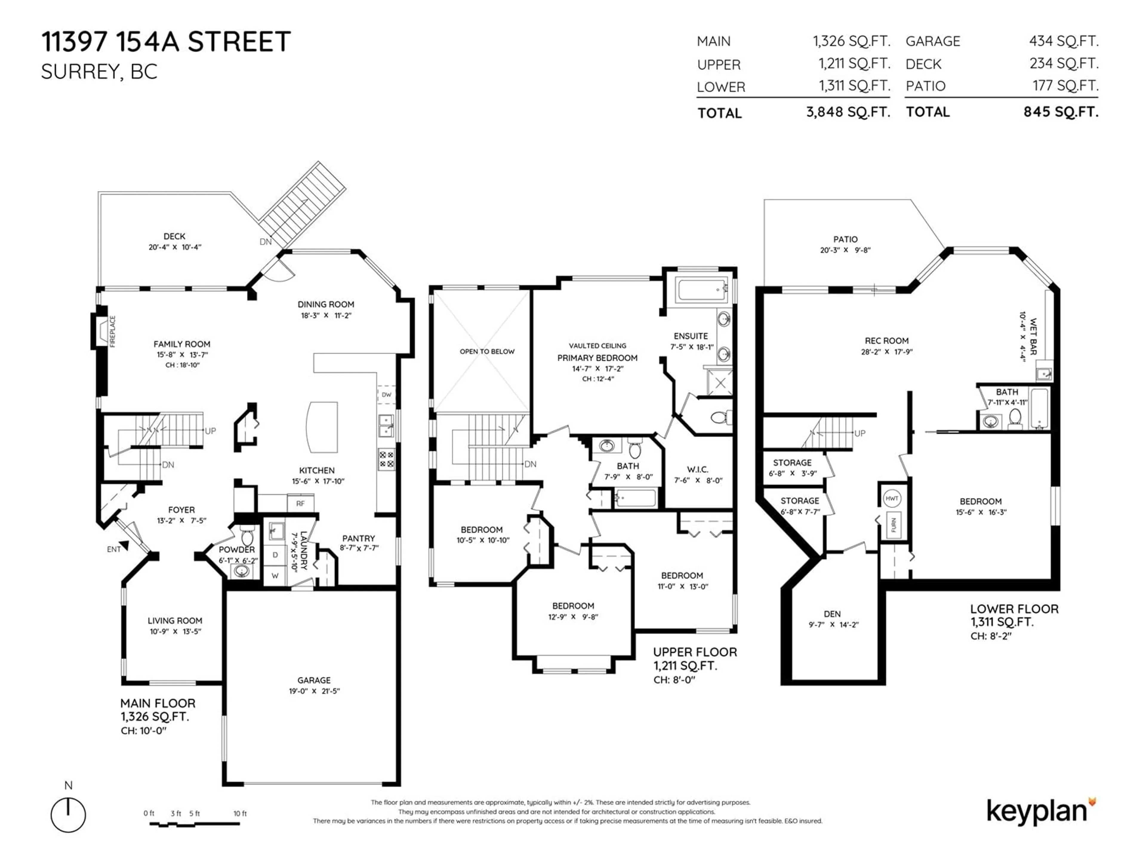 Floor plan for 11397 154A STREET, Surrey British Columbia V3R2V7