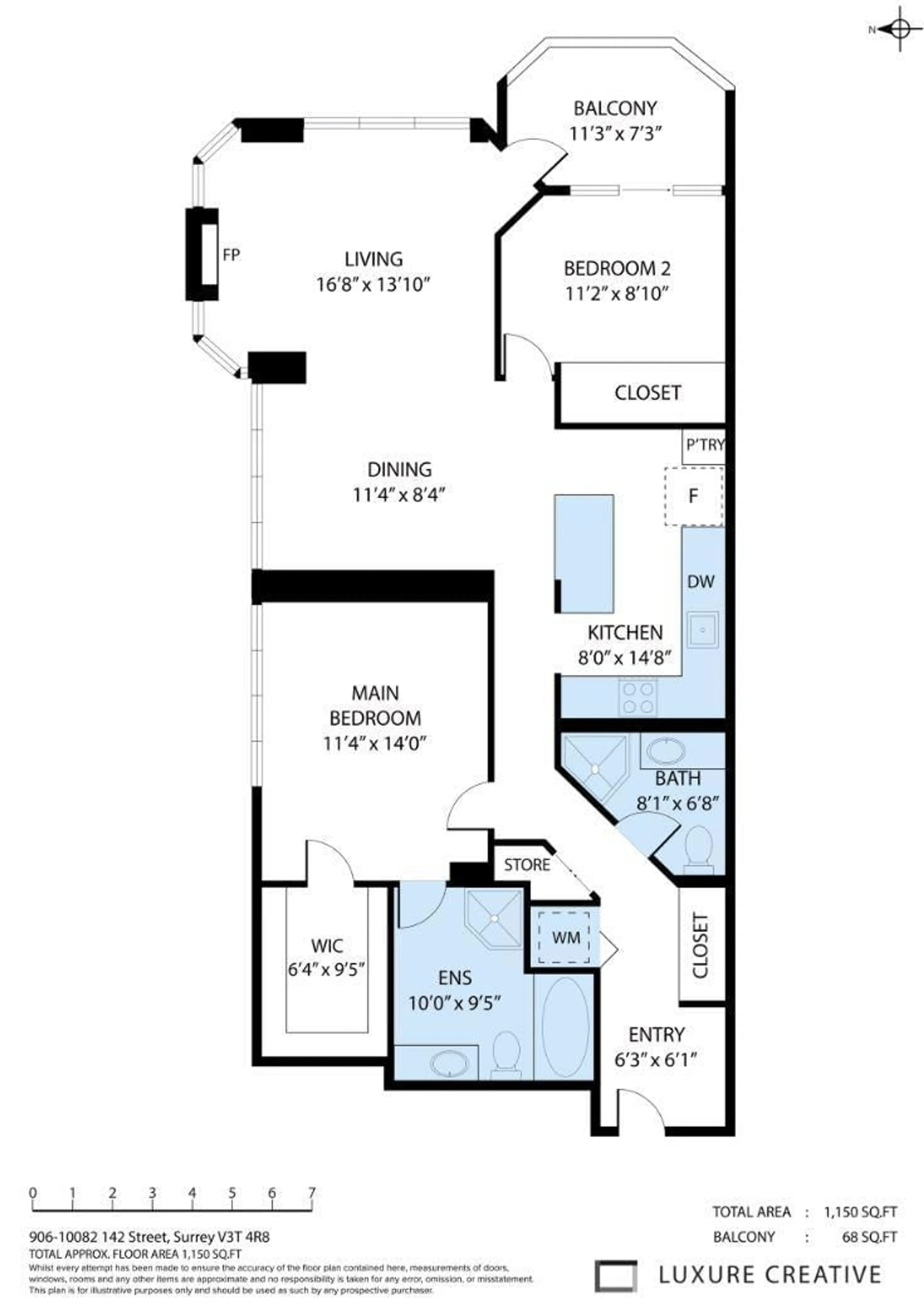 Floor plan for 906 10082 148 STREET, Surrey British Columbia V3R0S3