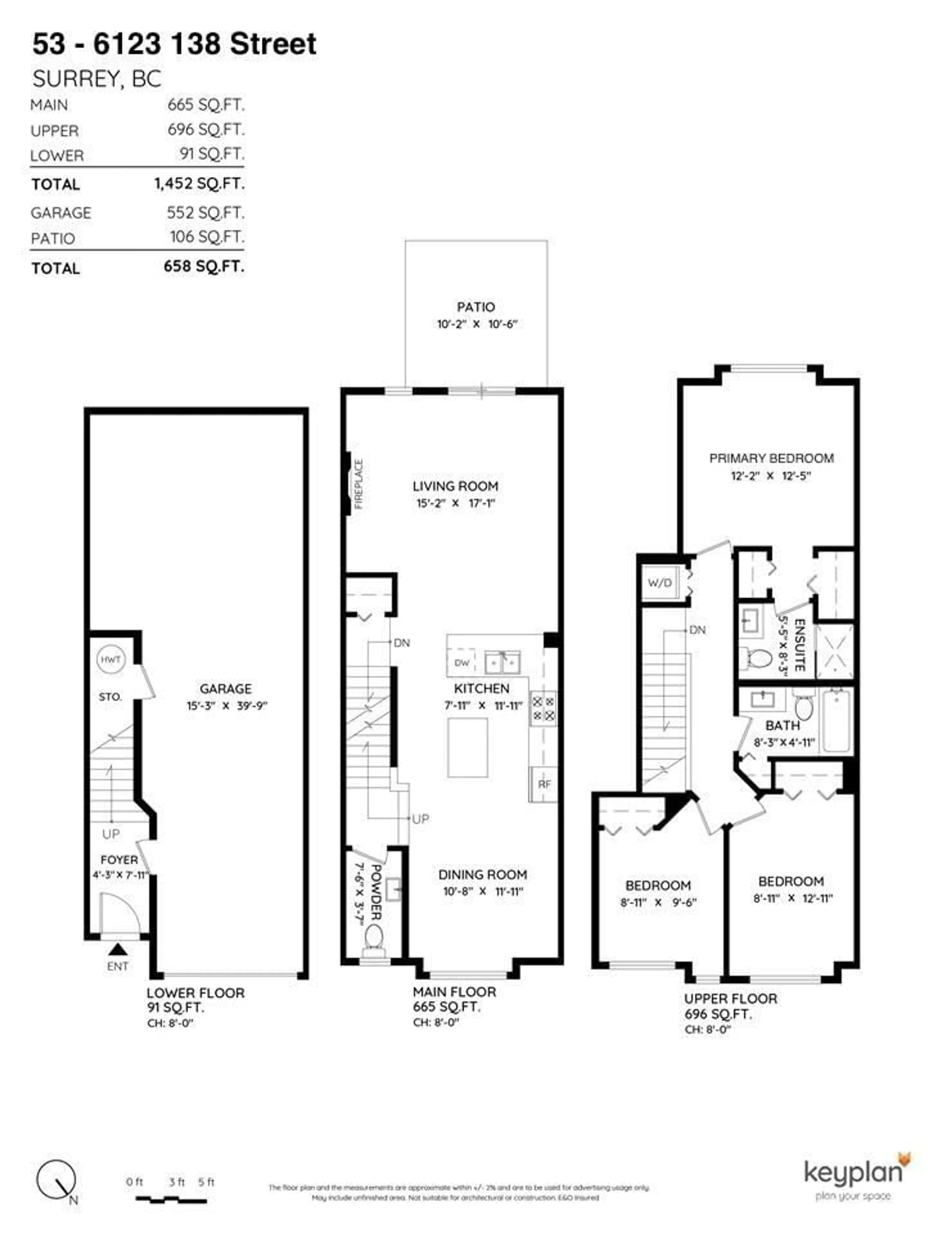 Floor plan for 53 6123 138 STREET, Surrey British Columbia V3X1E8