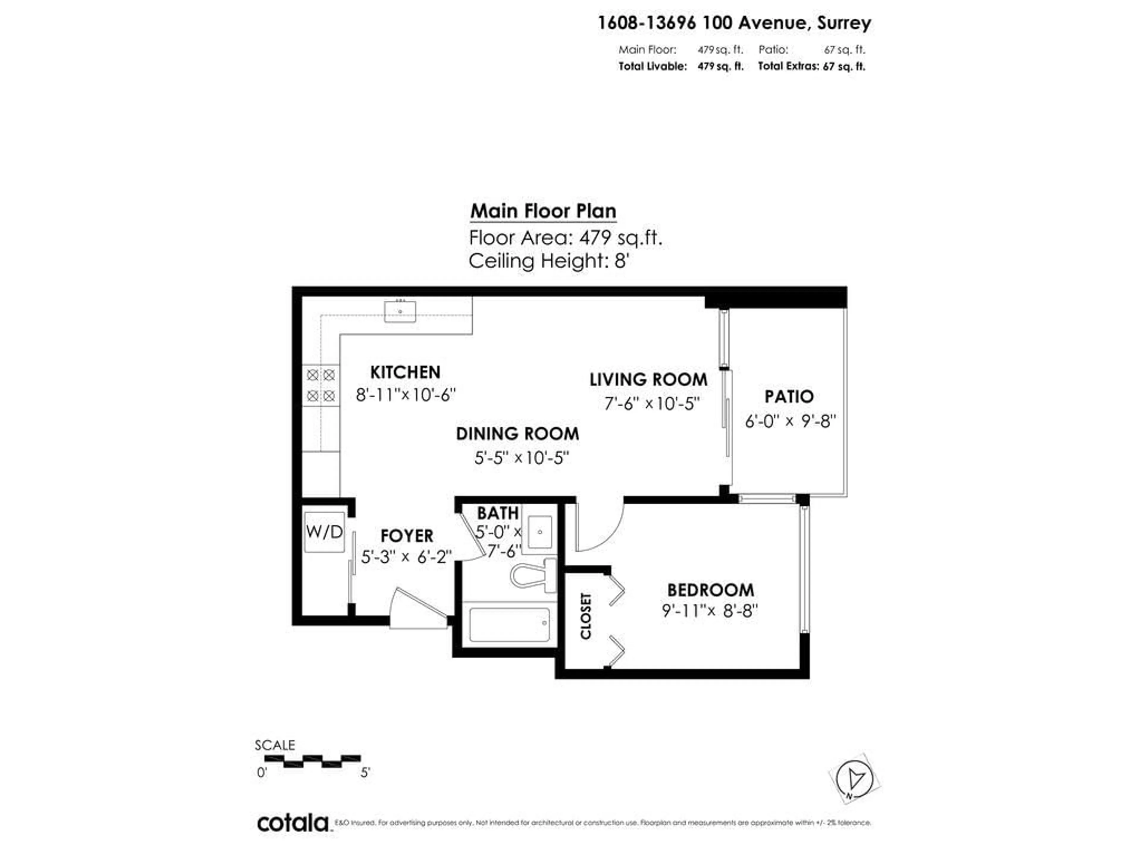 Floor plan for 1608 13696 100 AVENUE, Surrey British Columbia V3T0L5