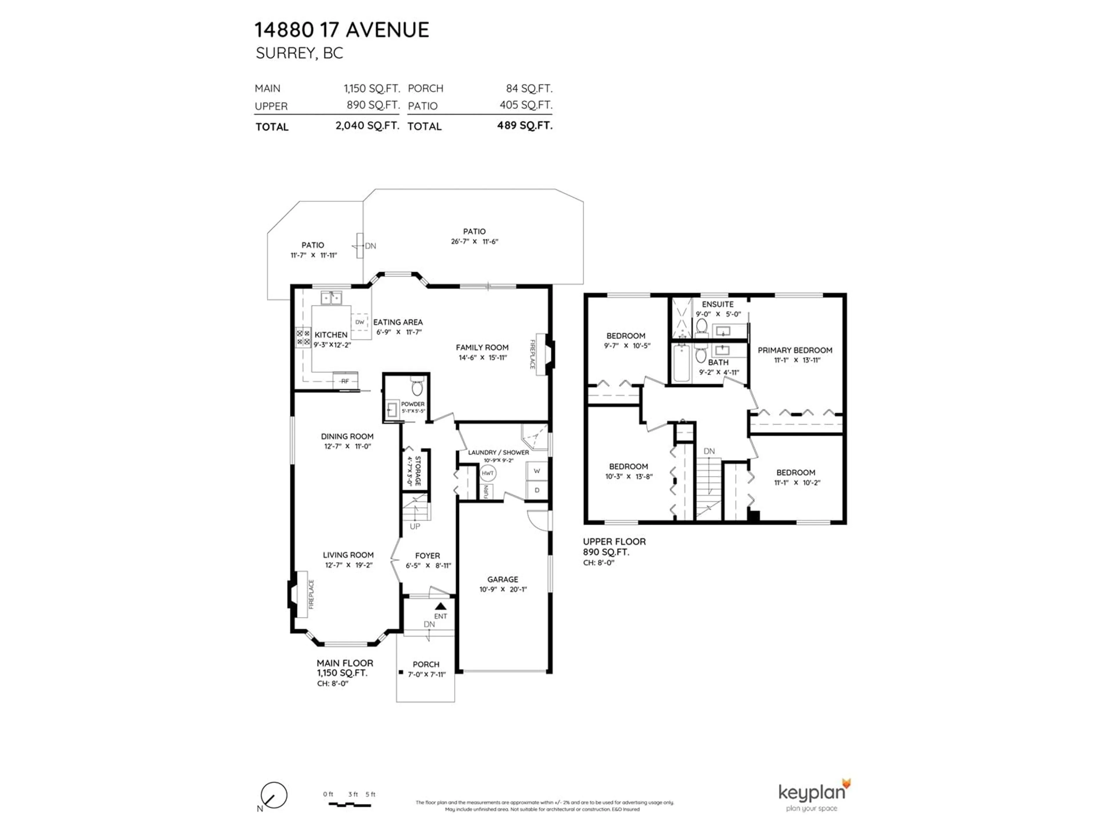 Floor plan for 14880 17 AVENUE, Surrey British Columbia V4A6V4