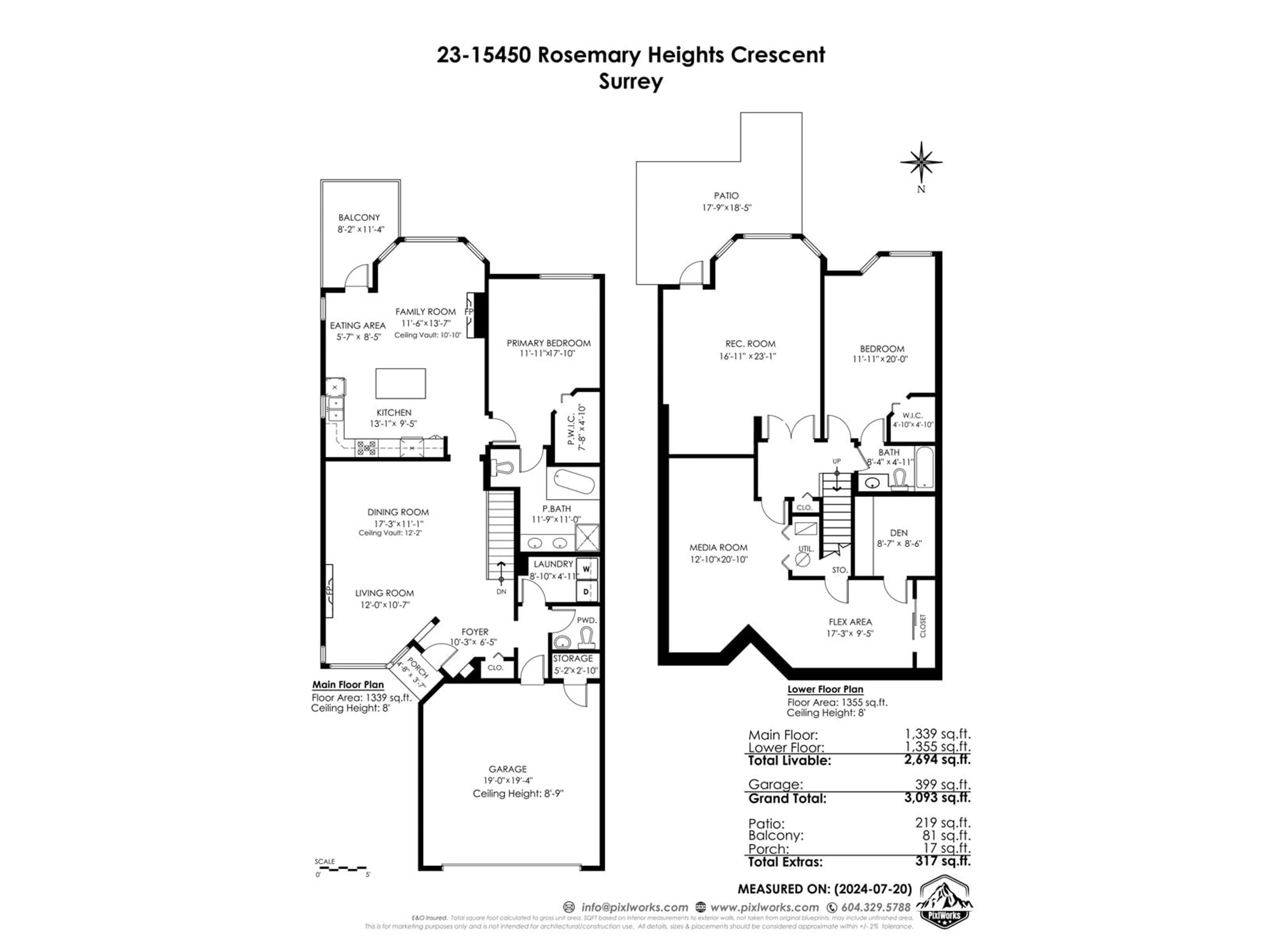 Floor plan for 23 15450 ROSEMARY HEIGHTS CRESCENT, Surrey British Columbia V3Z0K1