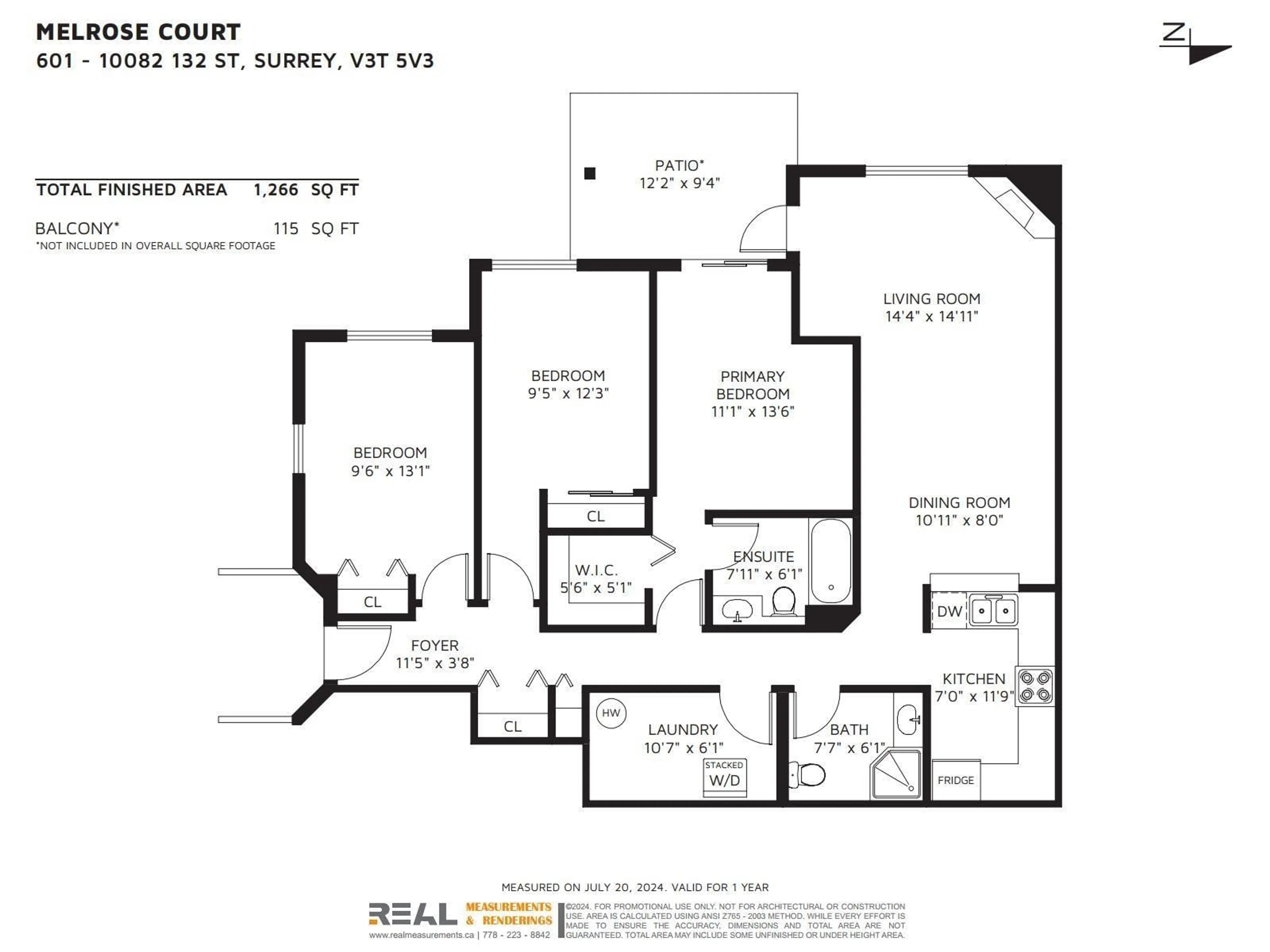 Floor plan for 601 10082 132 STREET, Surrey British Columbia V3T5V3