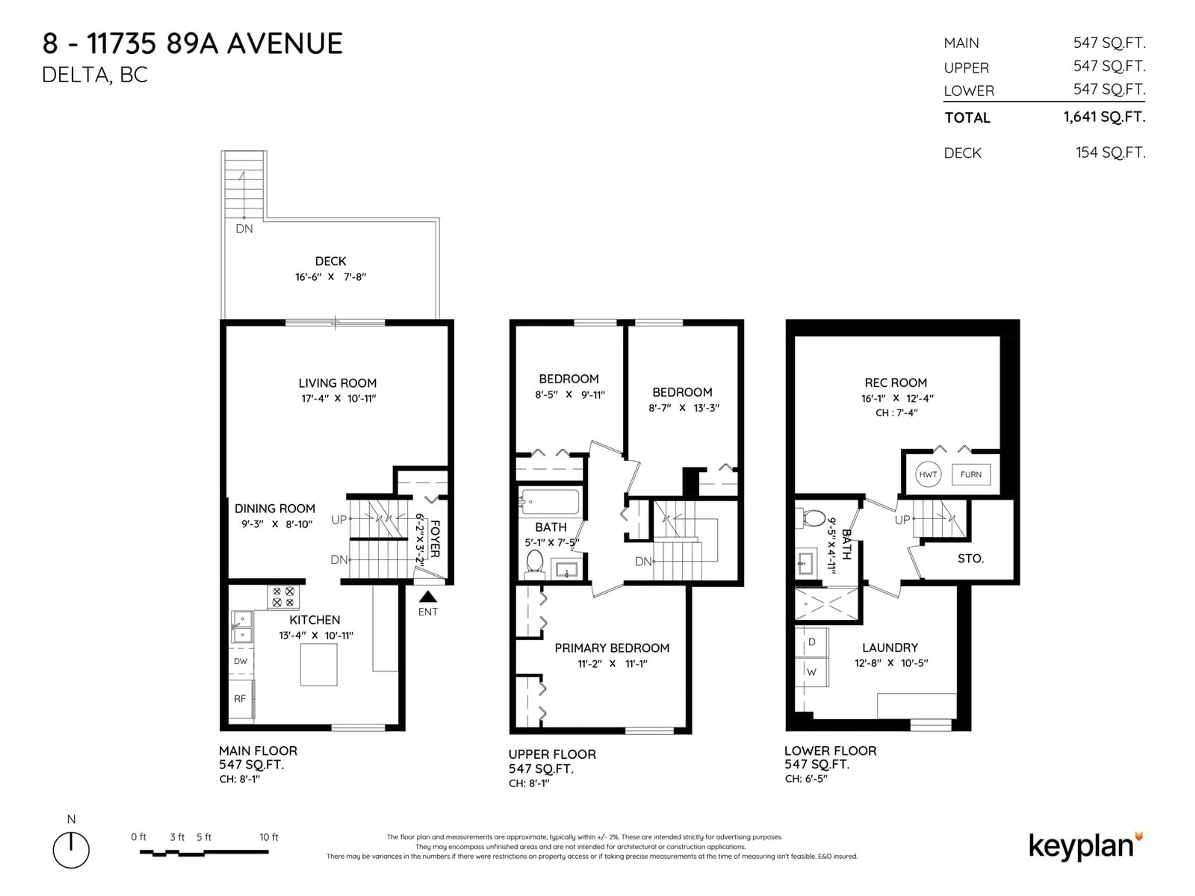 Floor plan for 8 11735 89A AVENUE, Delta British Columbia V4C3G8