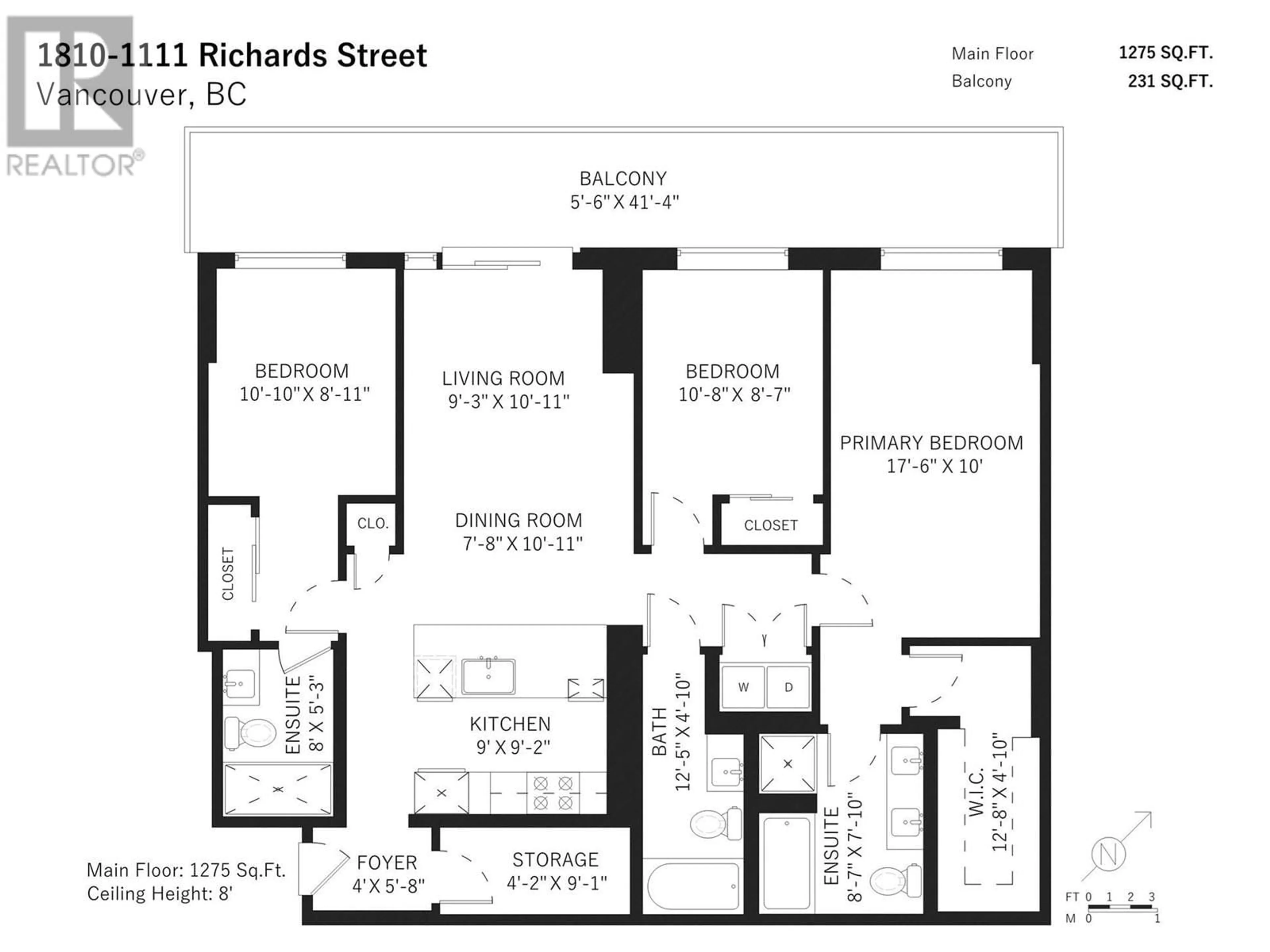 Floor plan for 1810 1111 RICHARDS STREET, Vancouver British Columbia V6B0S3