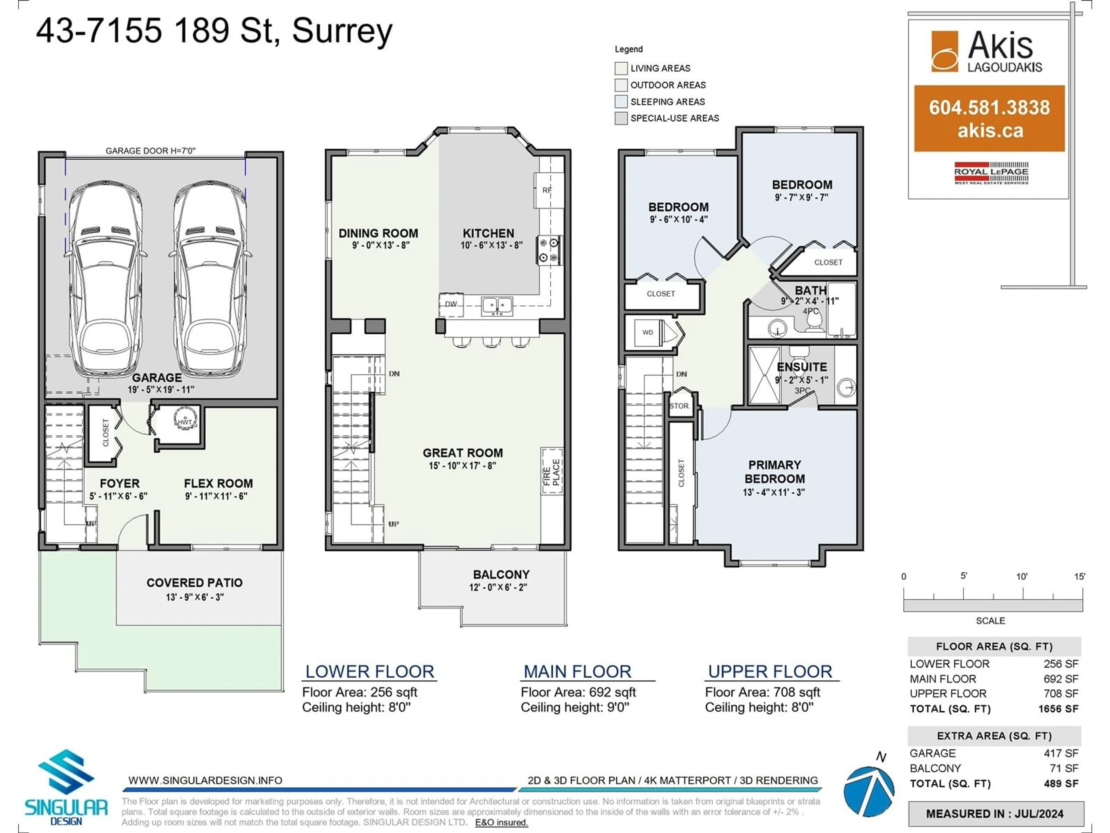 Floor plan for 43 7155 189 STREET, Surrey British Columbia V4N5S8