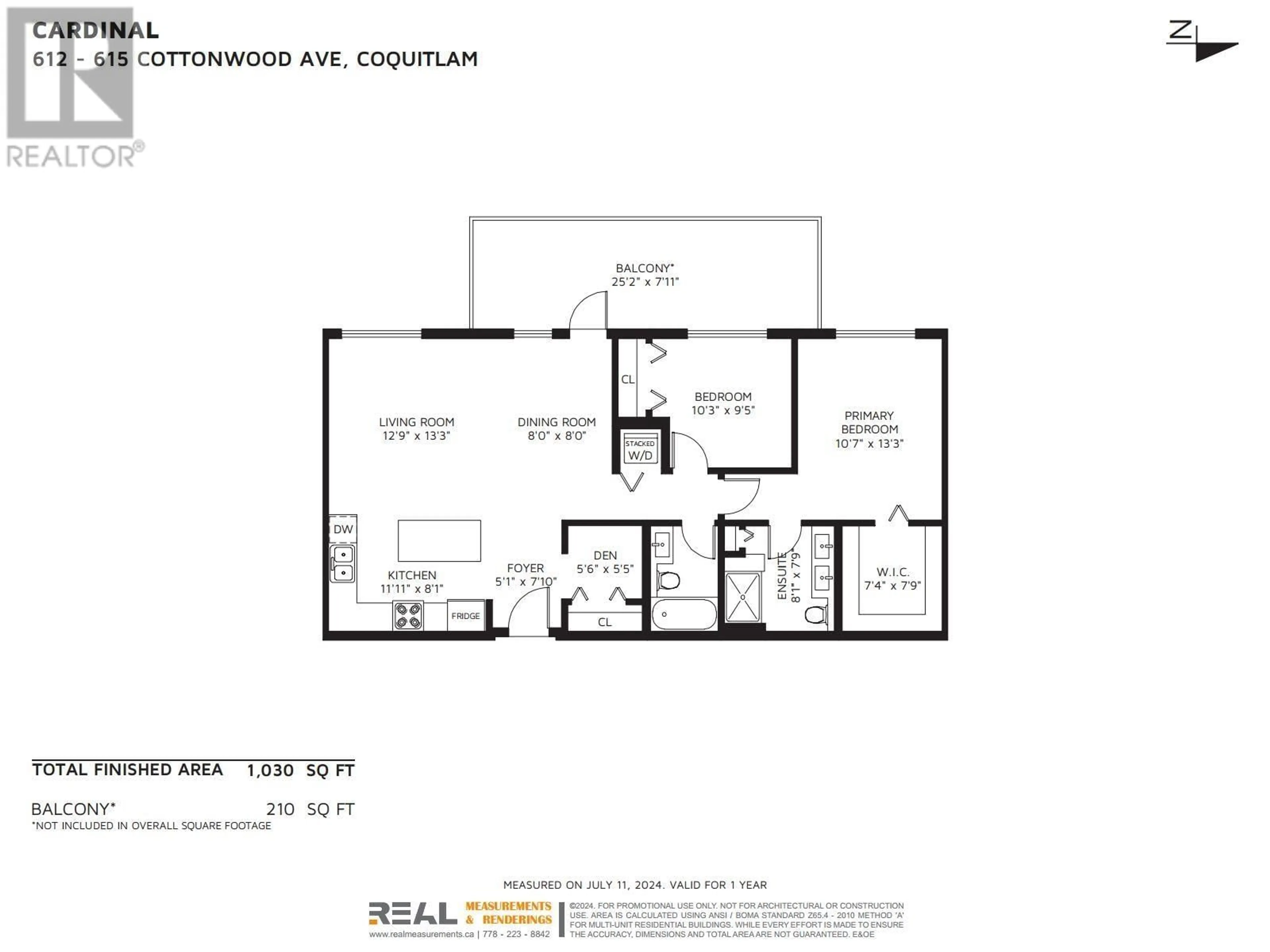 Floor plan for 612 615 COTTONWOOD AVENUE, Coquitlam British Columbia V3J2S4