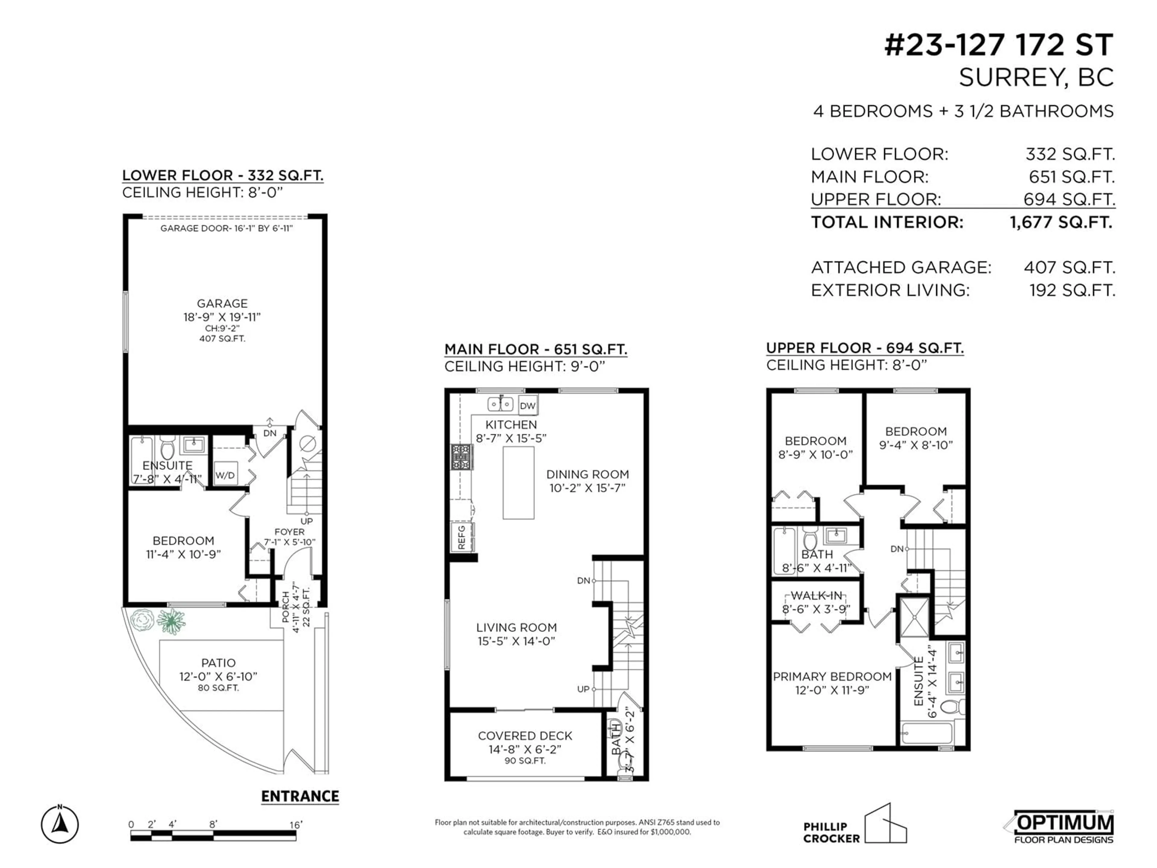 Floor plan for 23 127 172 STREET, Surrey British Columbia V3Z0W9