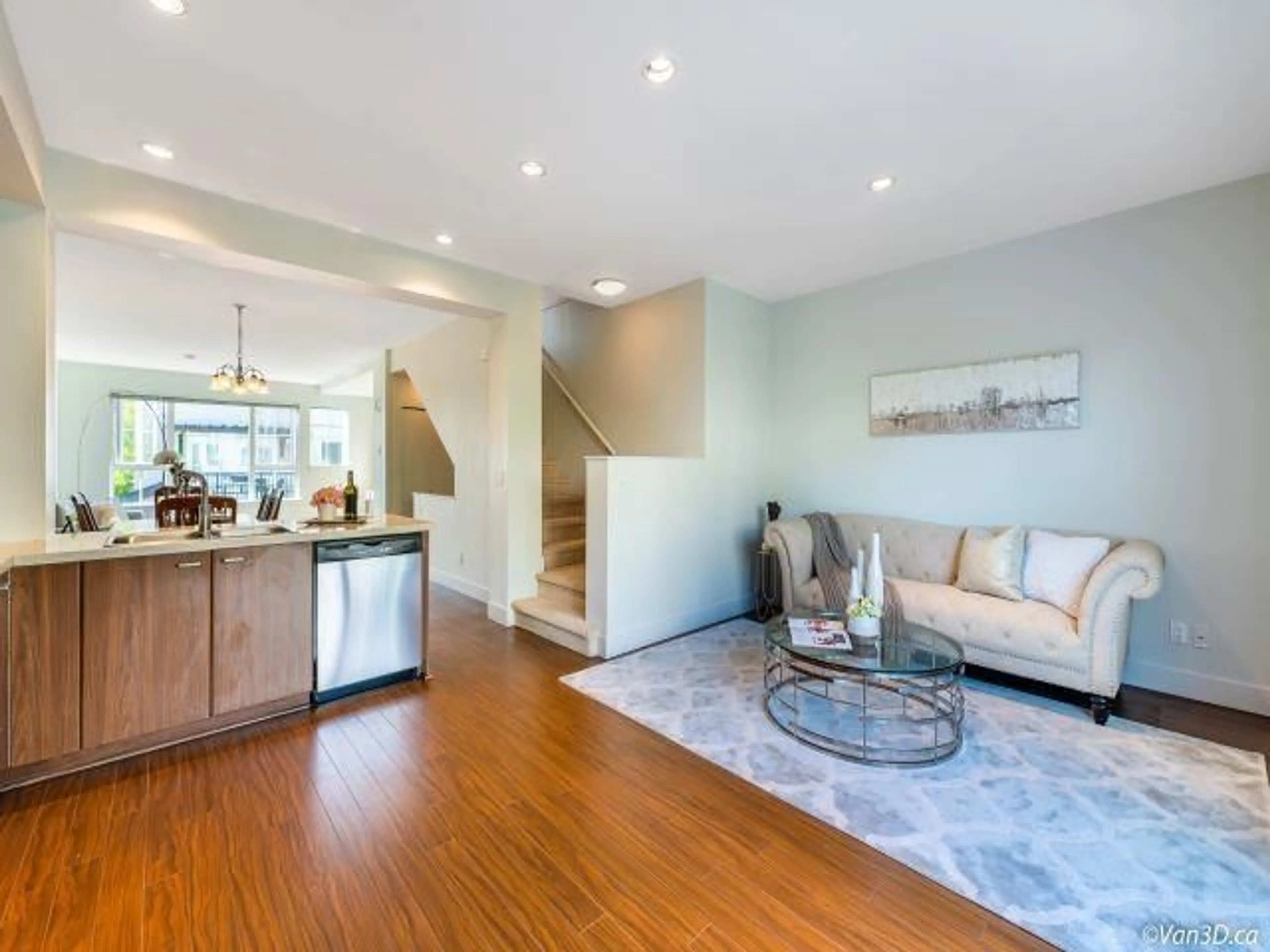 Living room with furniture, wood/laminate floor for 143 - 2450 161A, Surrey British Columbia V3Z8K4
