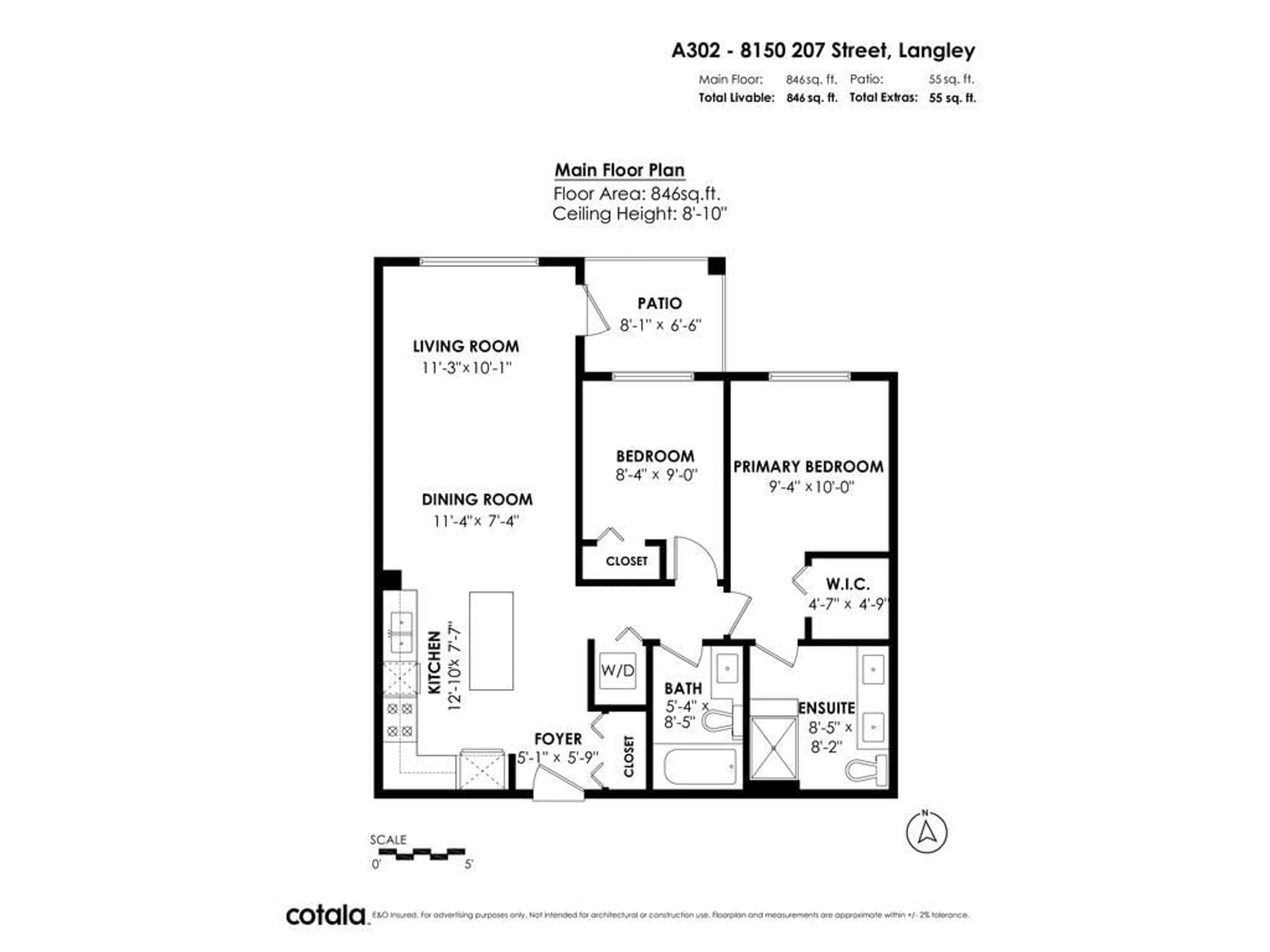 Floor plan for A302 8150 207 STREET, Langley British Columbia V2Y4J2