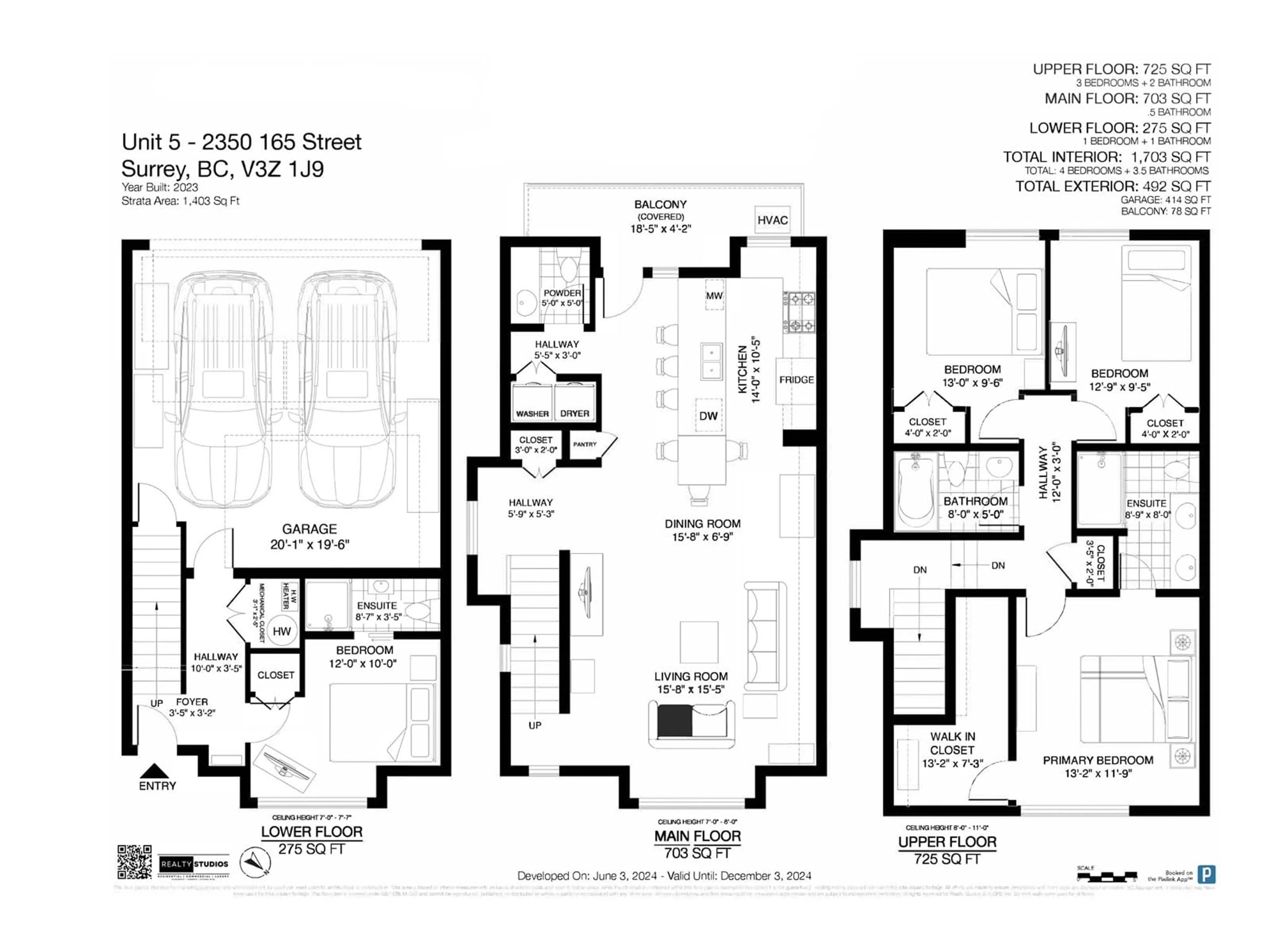 Floor plan for 5 2350 165 STREET, Surrey British Columbia V3Z1J9