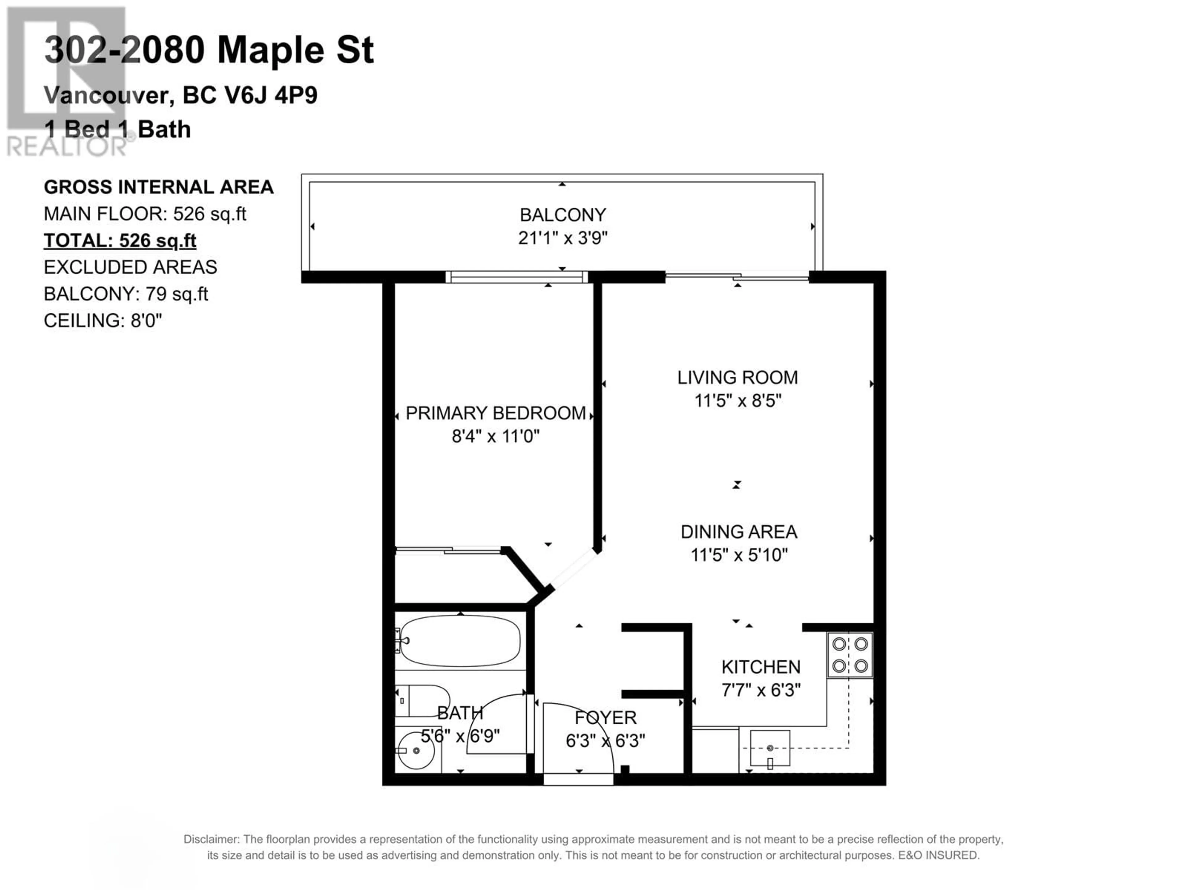 Floor plan for 302 2080 MAPLE STREET, Vancouver British Columbia V6J4P9