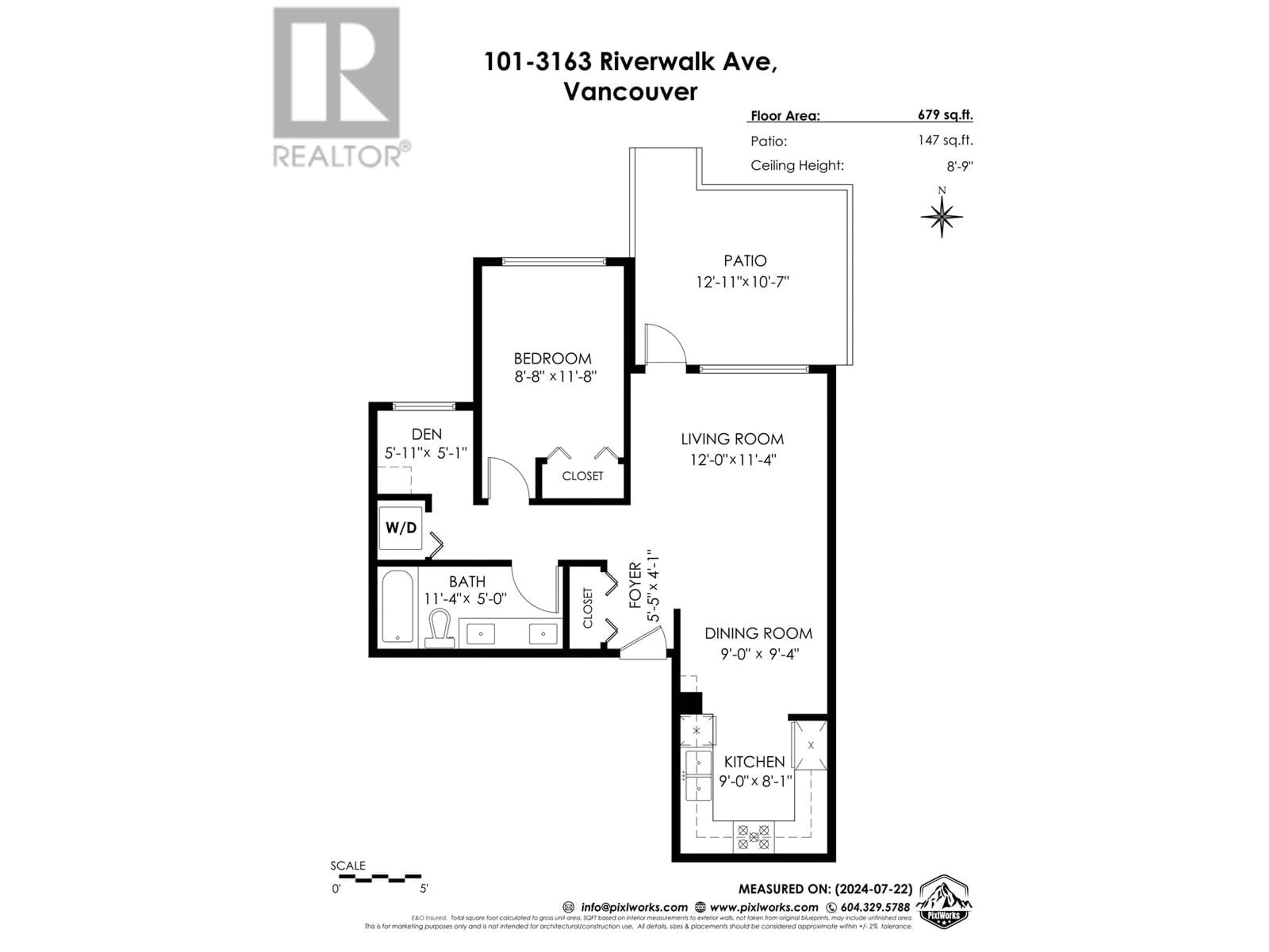 Floor plan for 101 3163 RIVERWALK AVENUE, Vancouver British Columbia V5S0A8