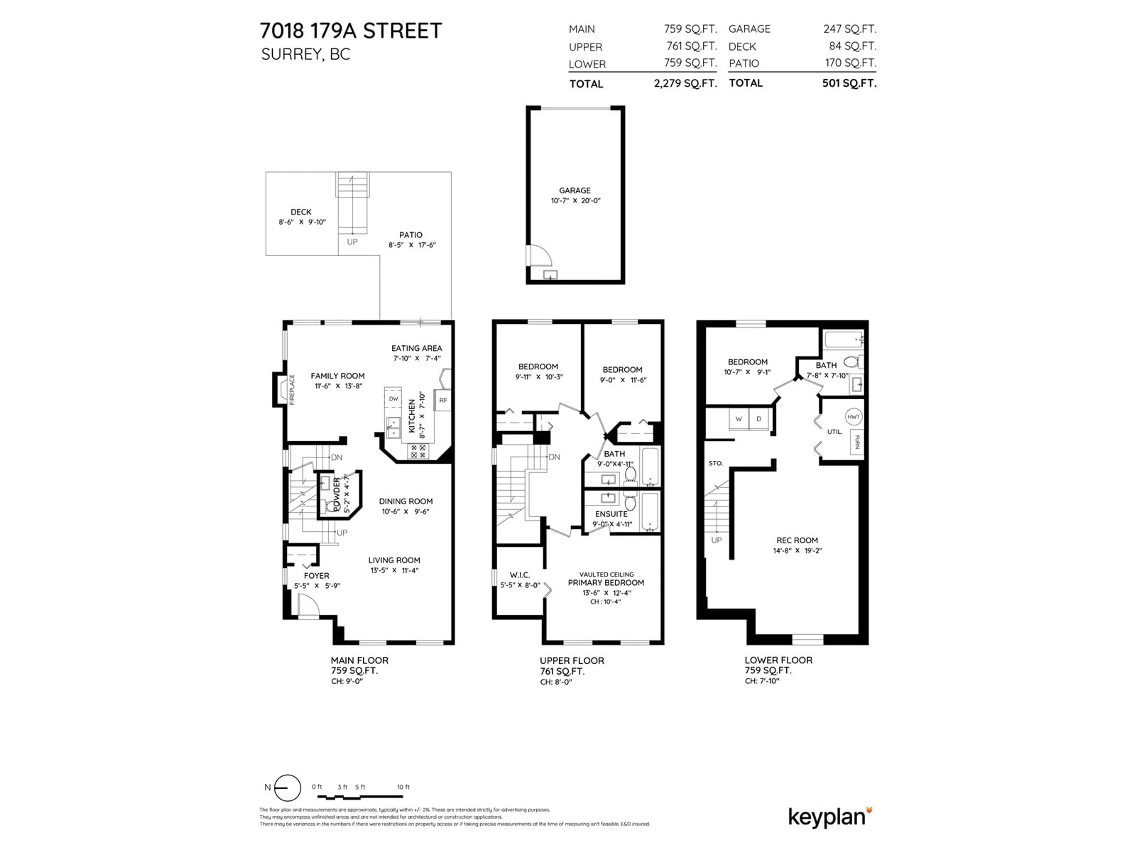 Floor plan for 7018 179A STREET, Surrey British Columbia V3S7S4